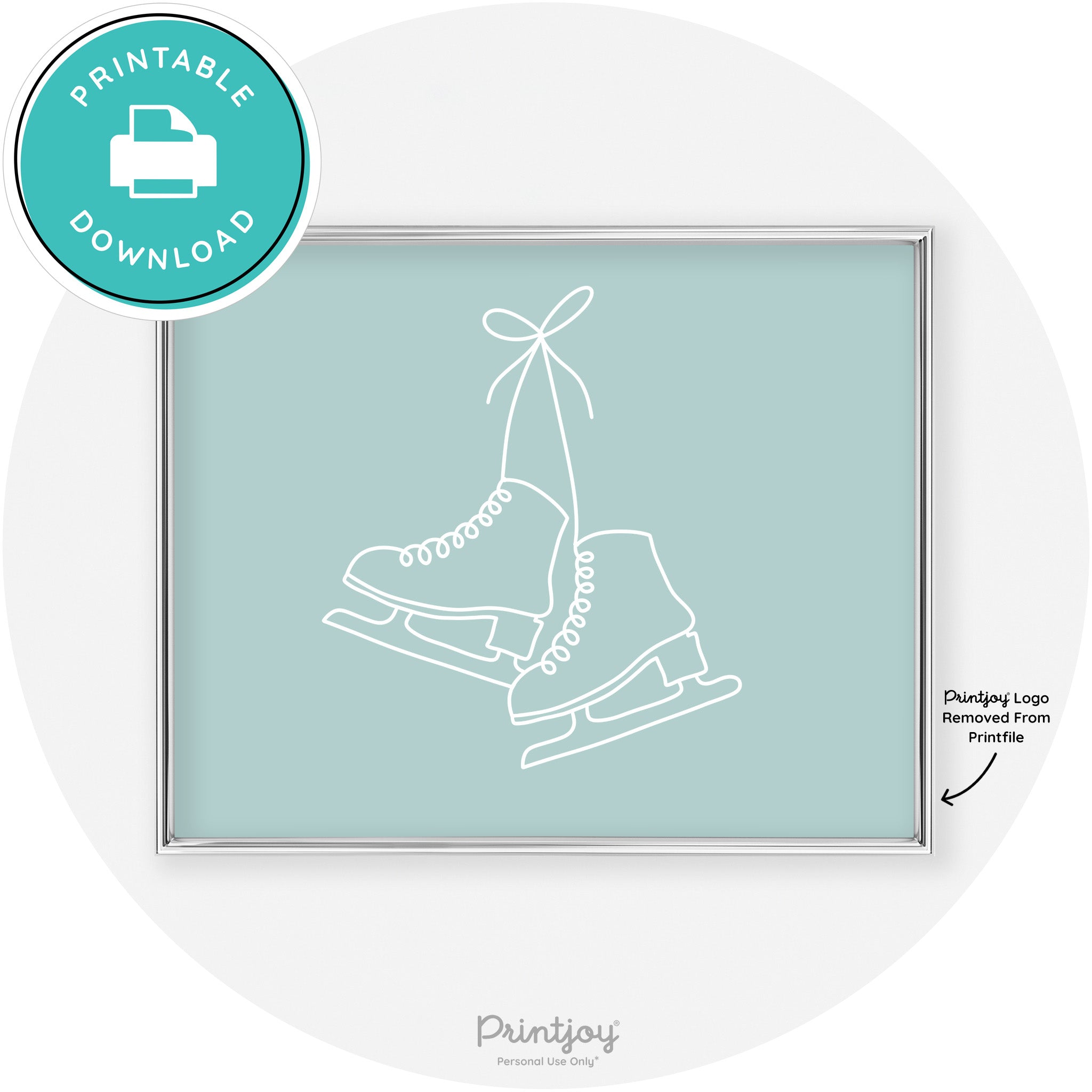 Ice Skates Line Art Cute Winter Modern Chic Wall Art Free Printable - Printjoy