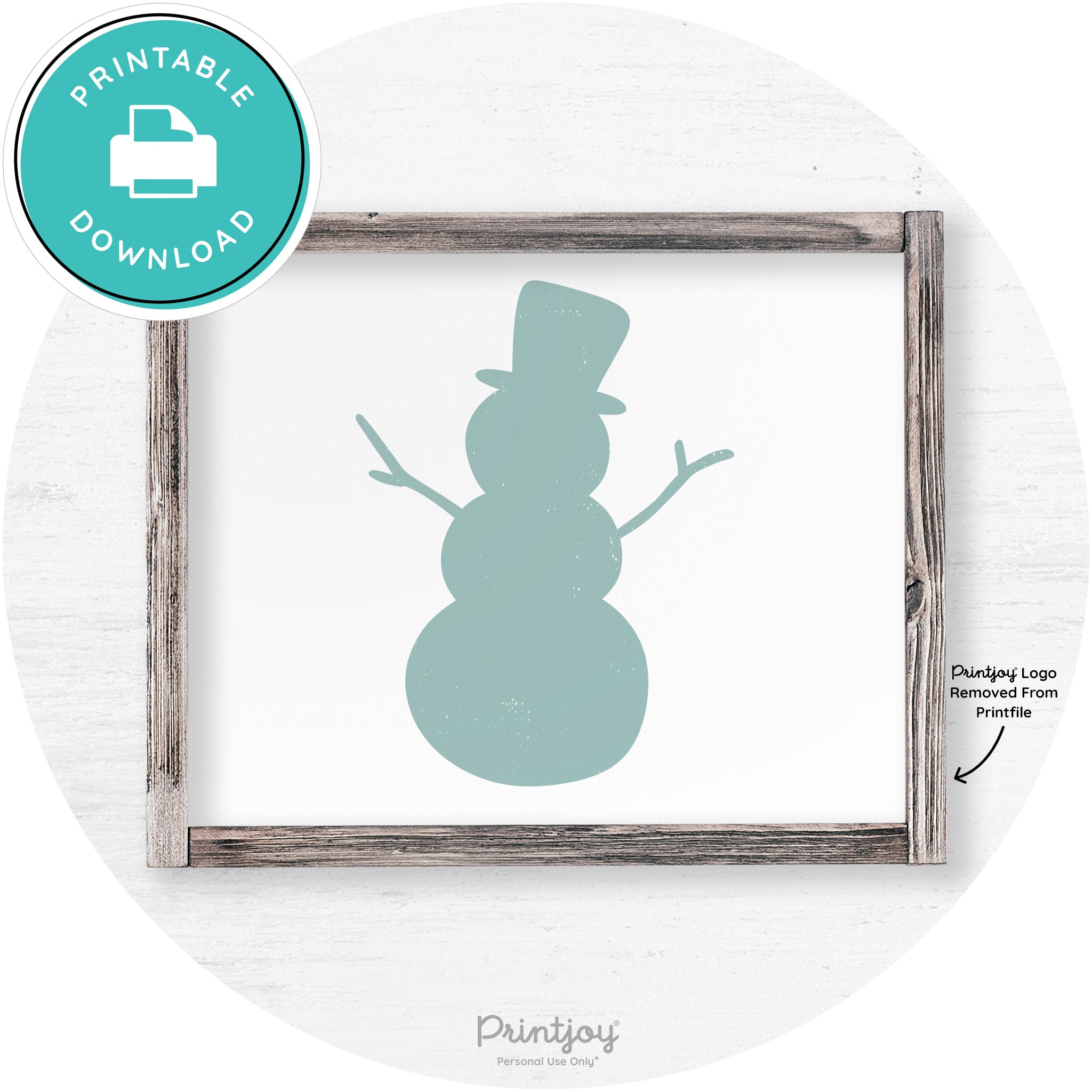 Snowman Silhouette Winter Farmhouse Wall Art Decor Free Printable - Printjoy