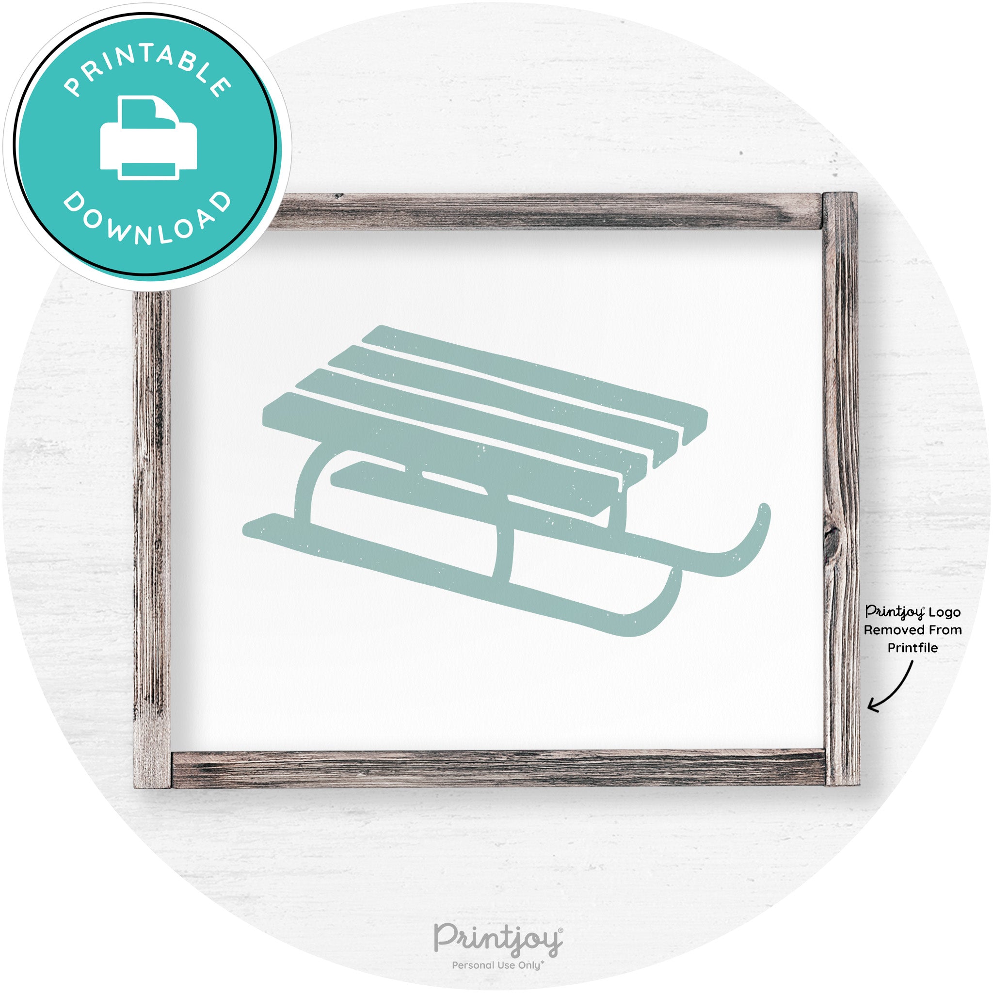 Winter Old Fashioned Sled Rustic Farmhouse Wall Art Free Printable - Printjoy