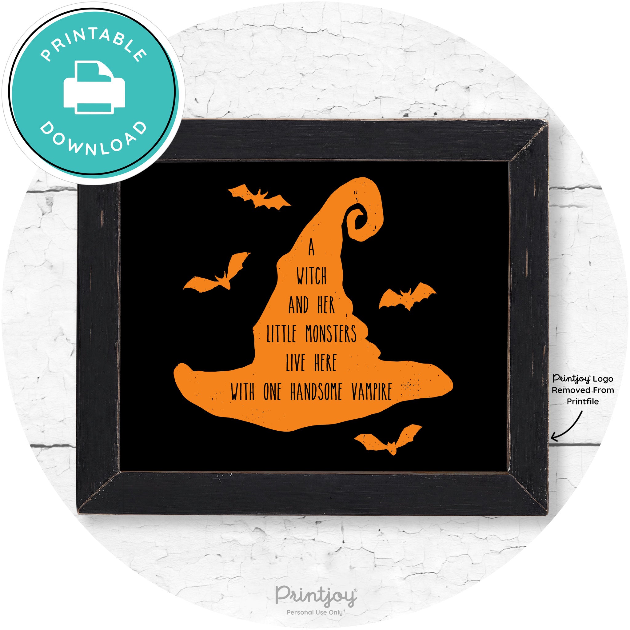 Fun Halloween Family Farmhouse Witch Hat Wall Art Free Printable - Printjoy