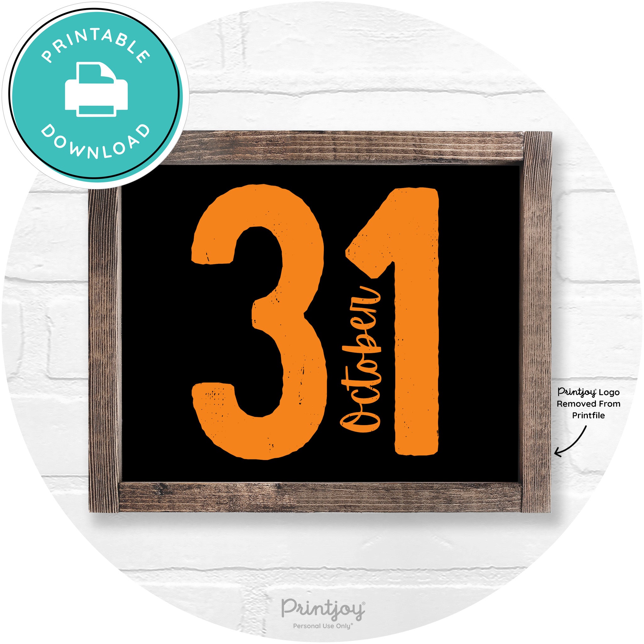 October 31 Halloween Rustic Farmhouse Wall Art Free Printable - Printjoy