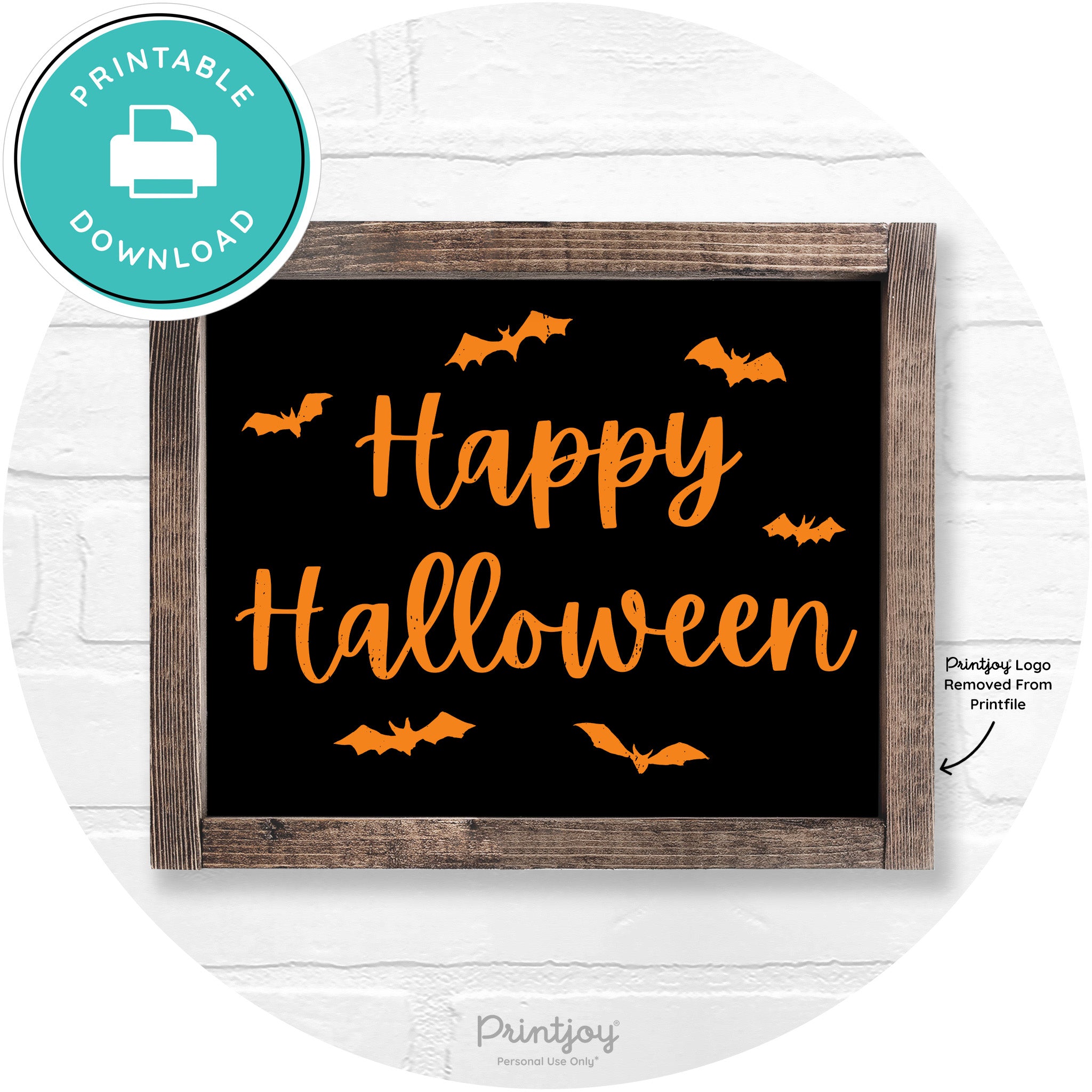 Happy Halloween Bats Rustic Farmhouse Wall Art Free Printable - Printjoy