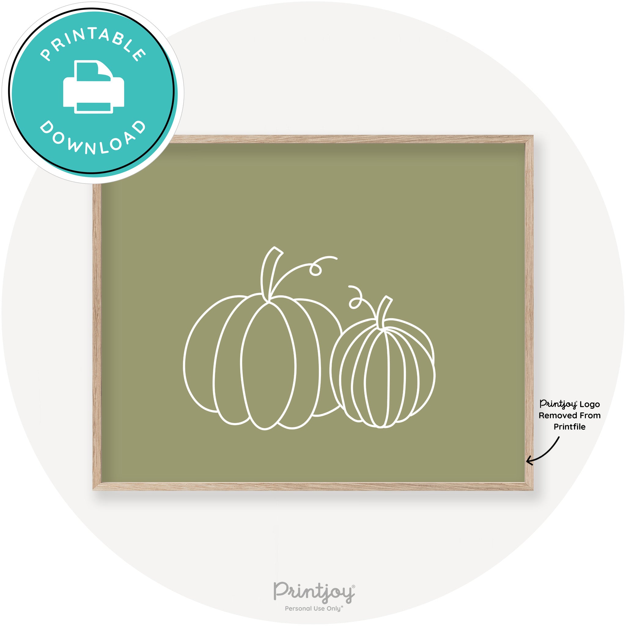 Pumpkin Pair Line Art Cute Fall Modern Chic Wall Art Printable - Printjoy