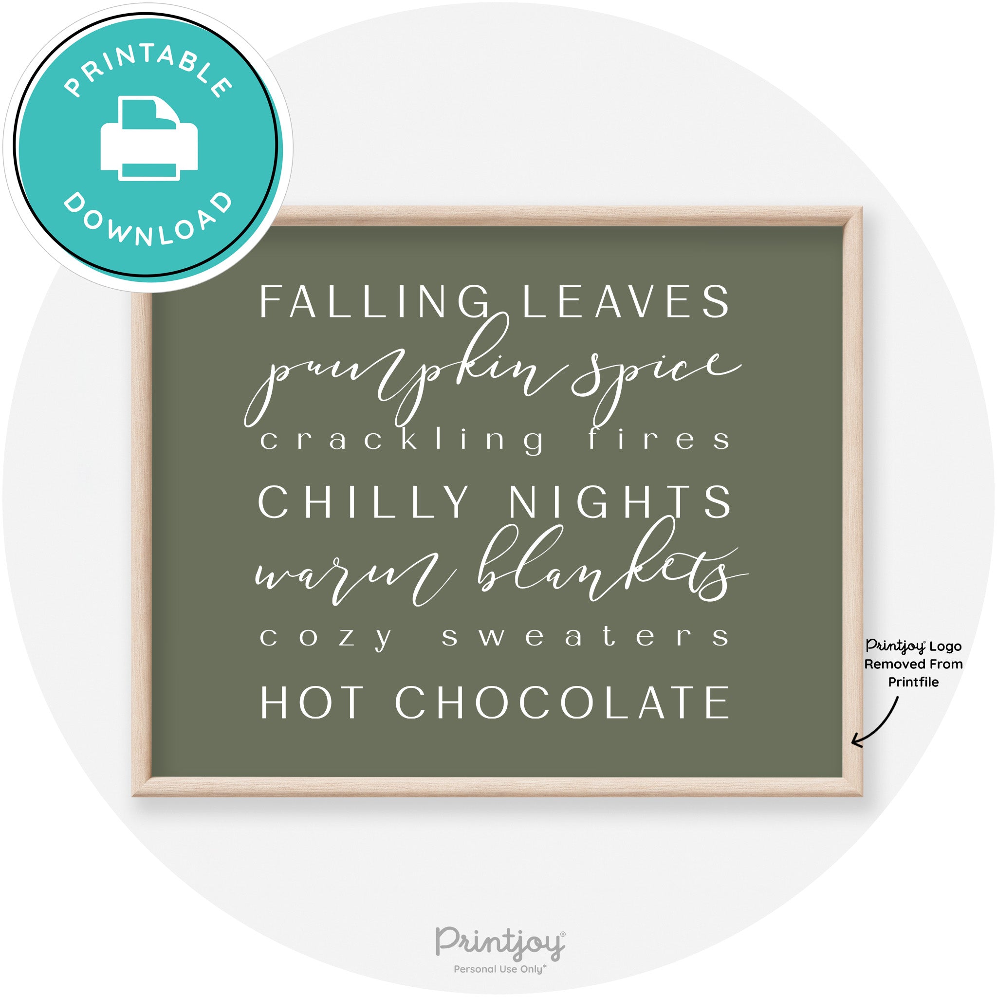 Fall Favorite Things Modern Transitional Decor Wall Art Free Printable - Printjoy