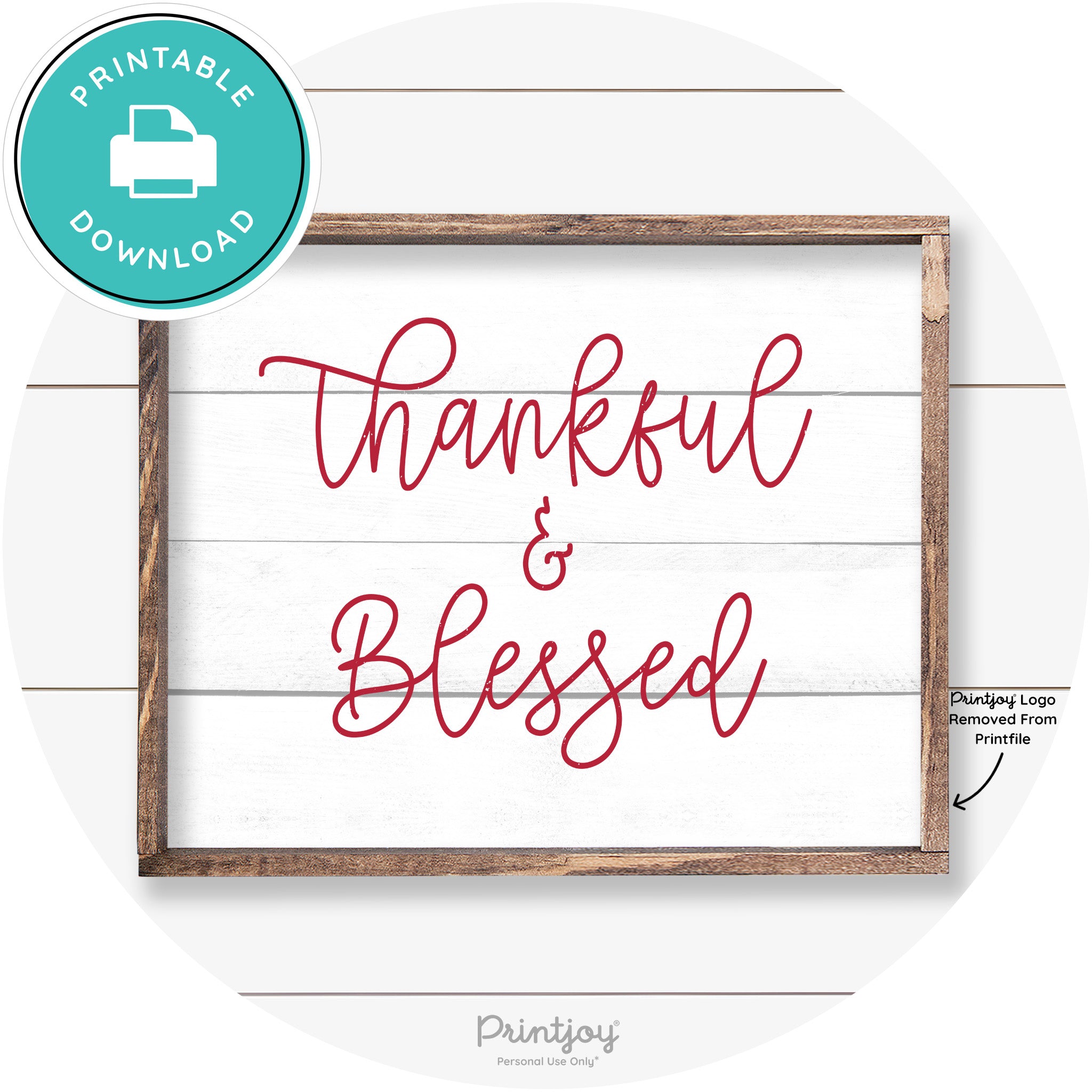 Thankful And Blessed Thanksgiving Farmhouse Wall Art Free Printable - Printjoy