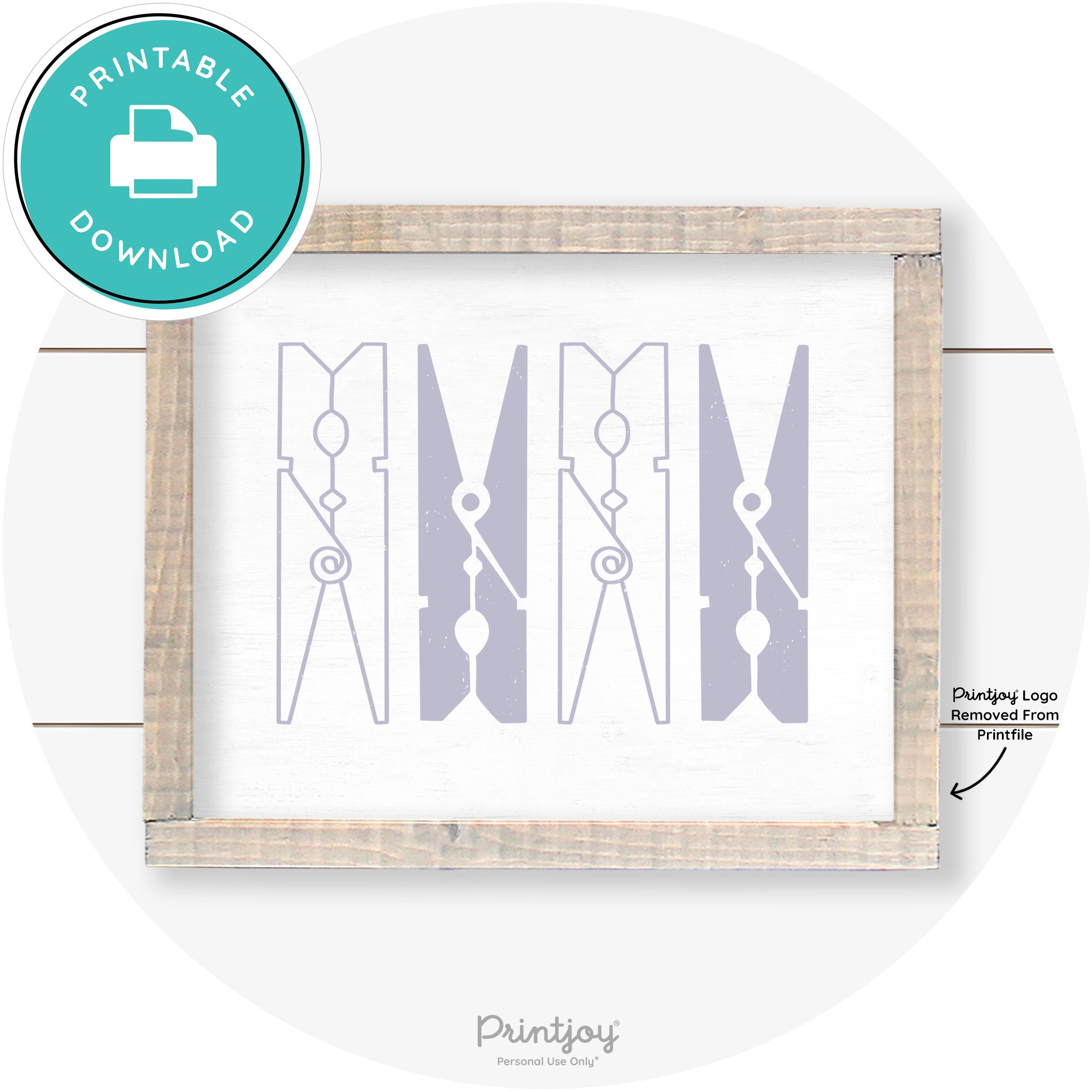 Clothespins Cute Laundry Room Farmhouse Wall Art Free Printable - Printjoy
