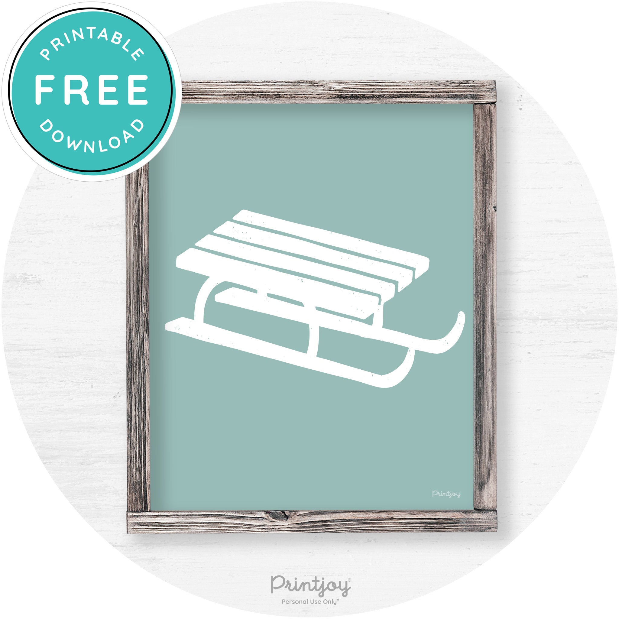 Winter Old Fashioned Sled Rustic Farmhouse Wall Art Free Printable - Printjoy