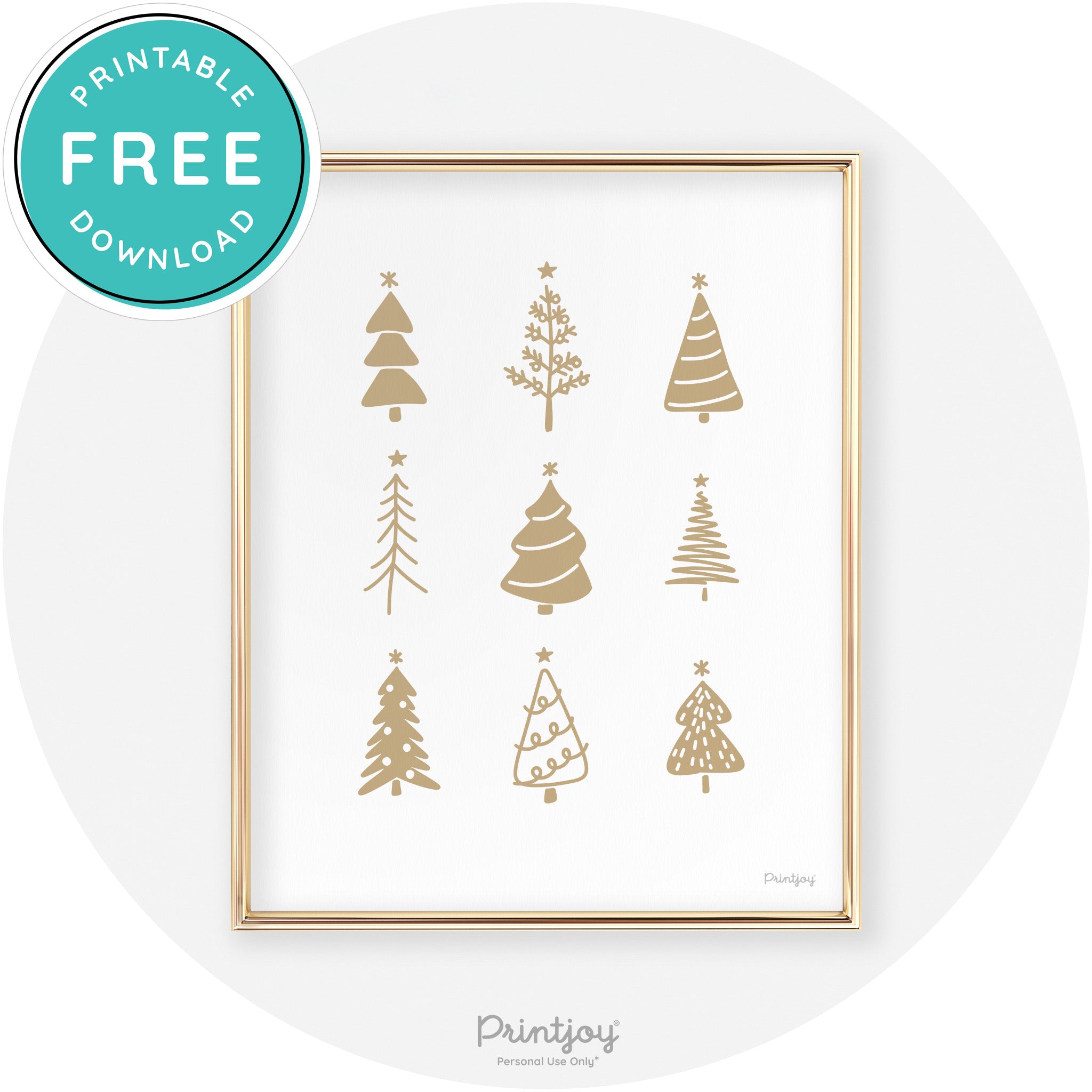 Christmas Trees Cute Modern Chic Wall Art Decor Free Printable - Printjoy