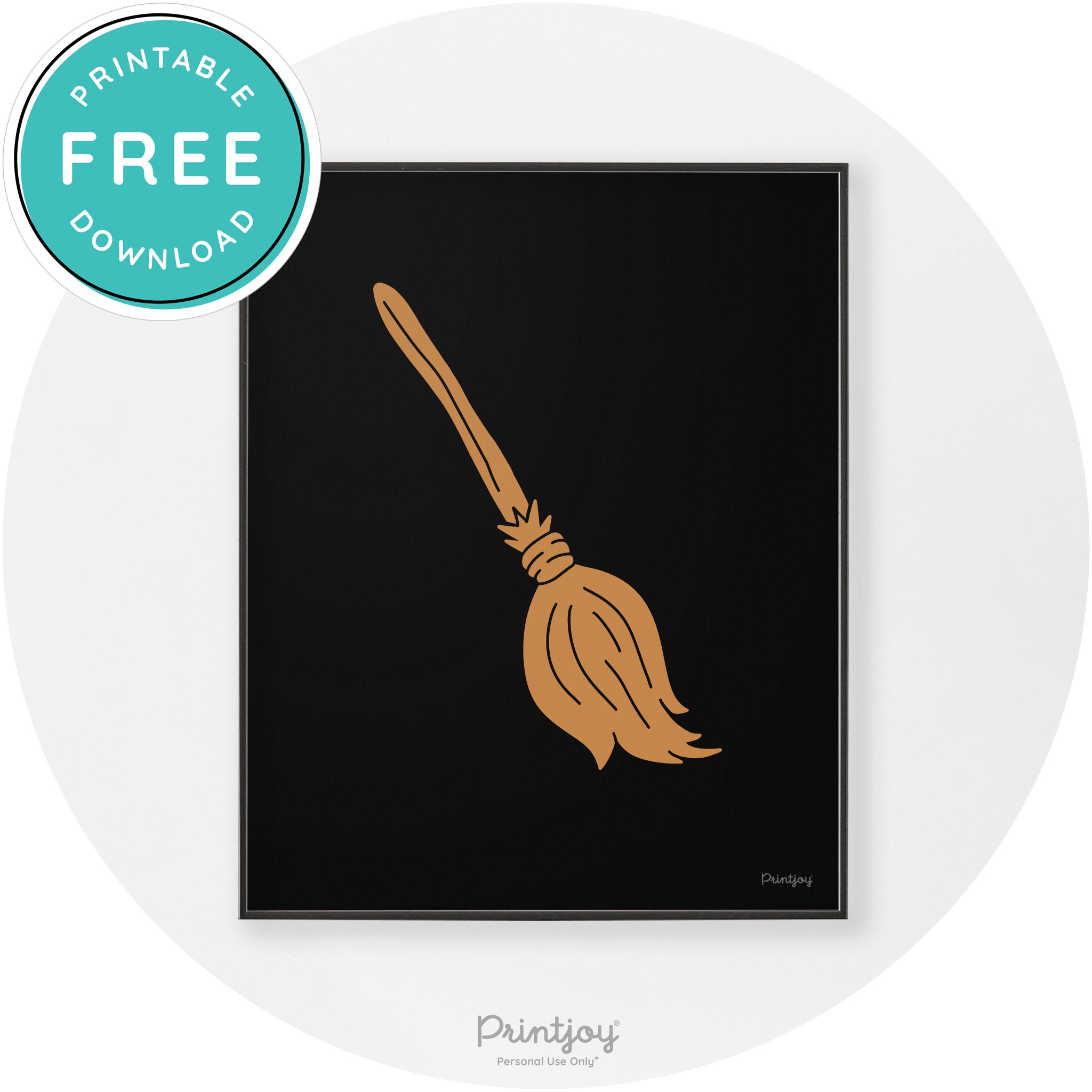 Witches Broom Halloween Cute Modern Chic Wall Art Free Printable - Printjoy