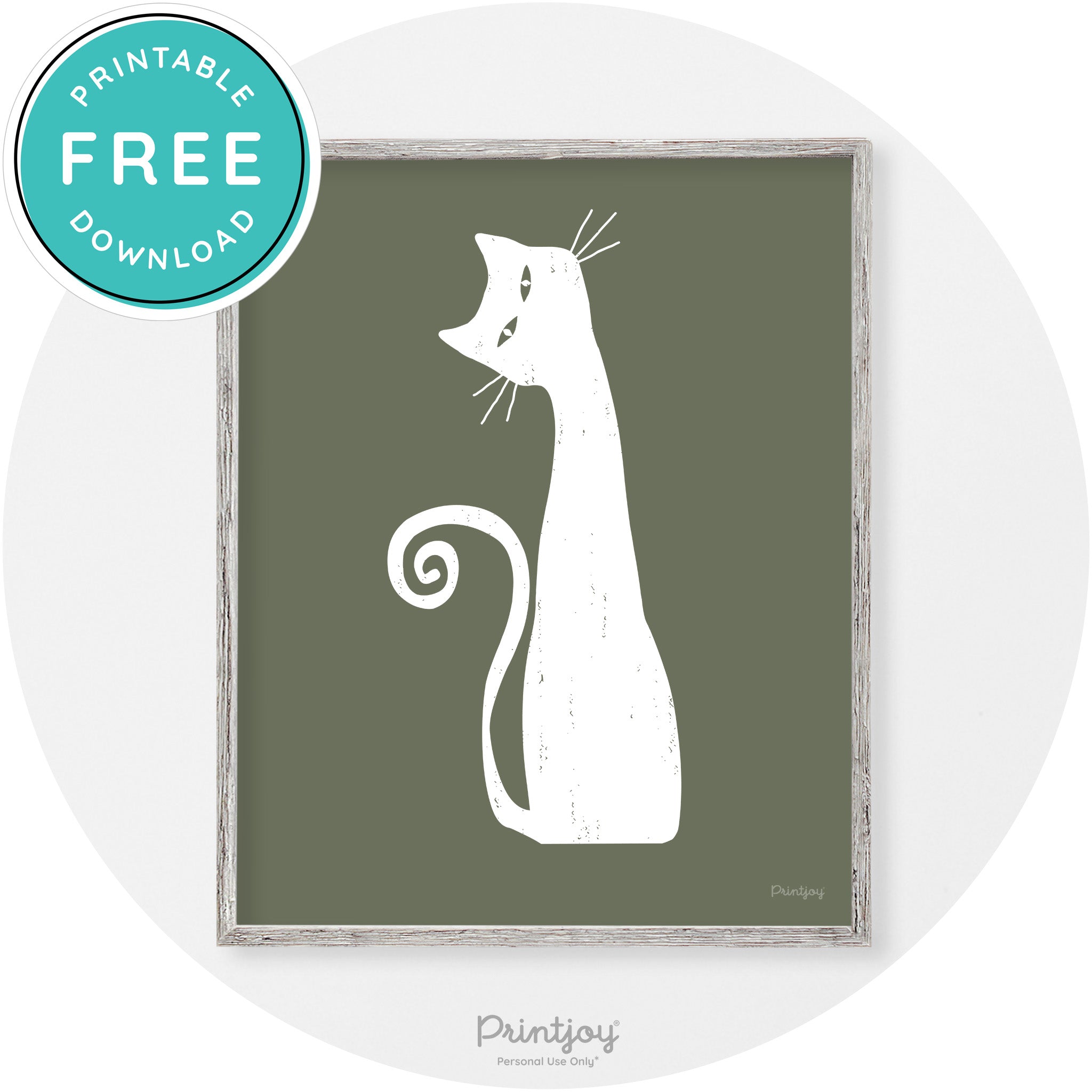 Creepy Skinny Cat Modern Vintage Halloween Wall Art Free Printable - Printjoy