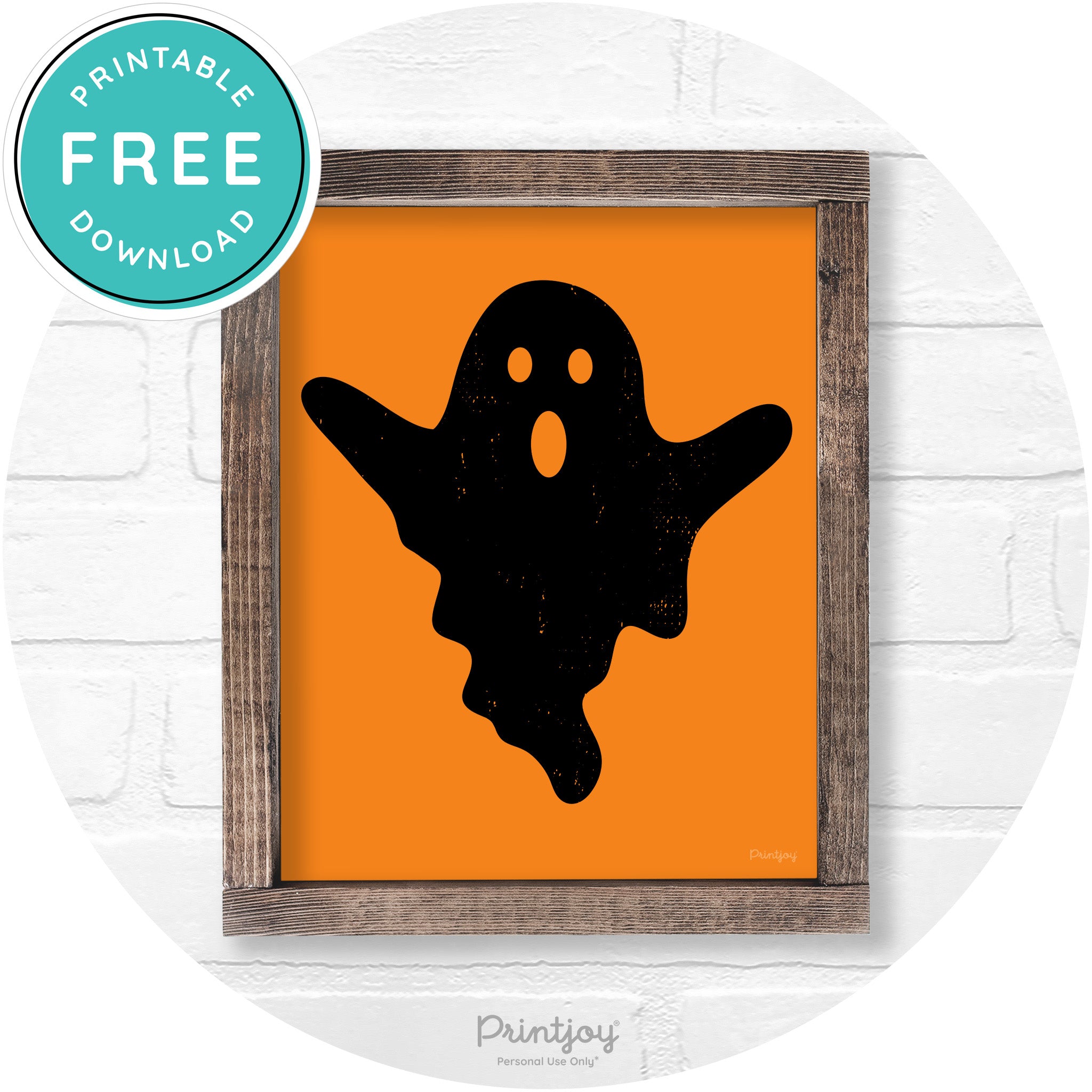 Halloween Cute Ghost Rustic Farmhouse Wall Art Free Printable - Printjoy