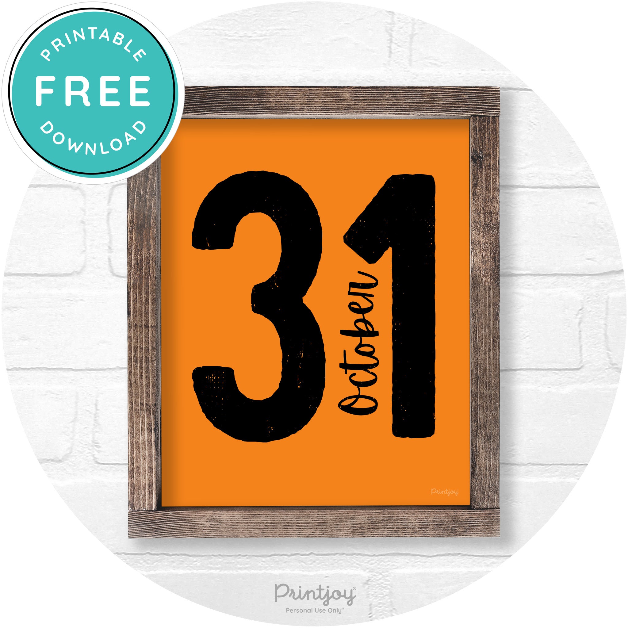 October 31 Halloween Rustic Farmhouse Wall Art Free Printable - Printjoy
