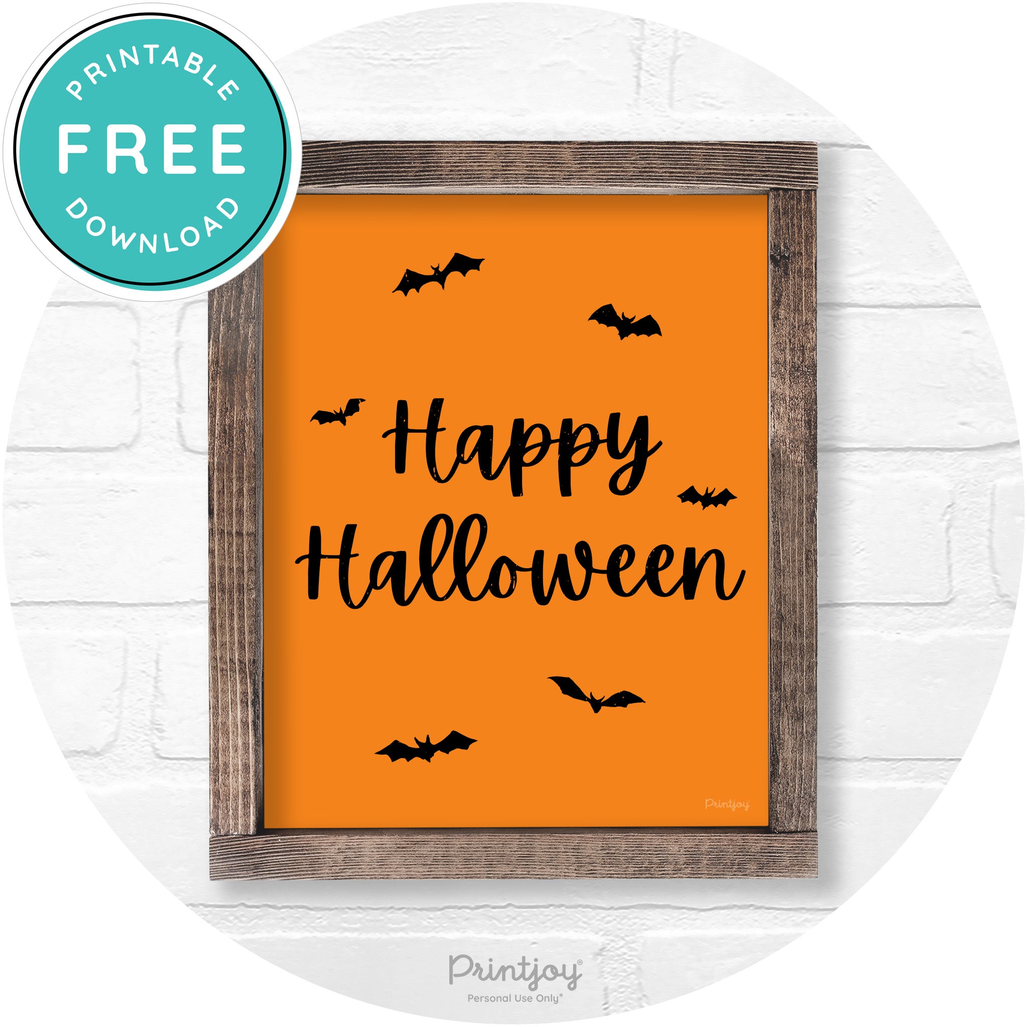 Happy Halloween Bats Rustic Farmhouse Wall Art Free Printable - Printjoy