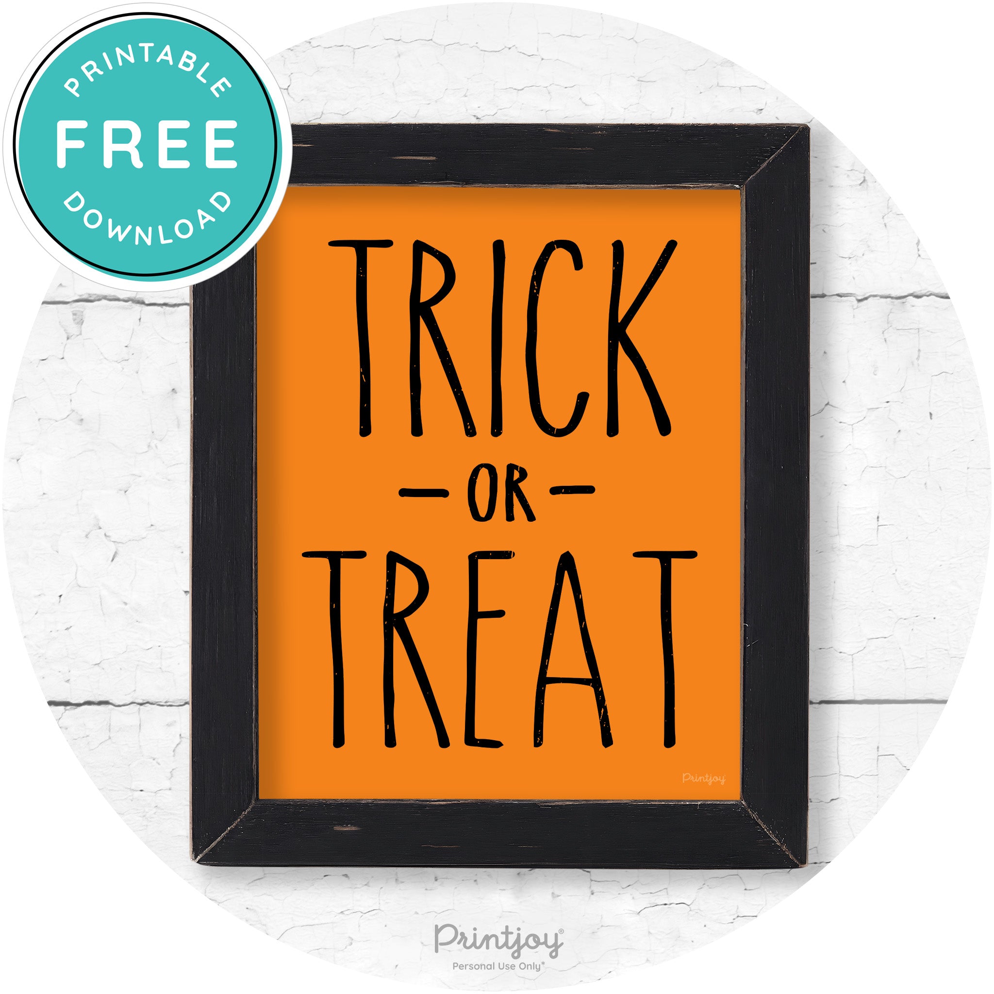 Trick Or Treat Lettering Farmhouse Halloween Wall Art Free Printable - Printjoy
