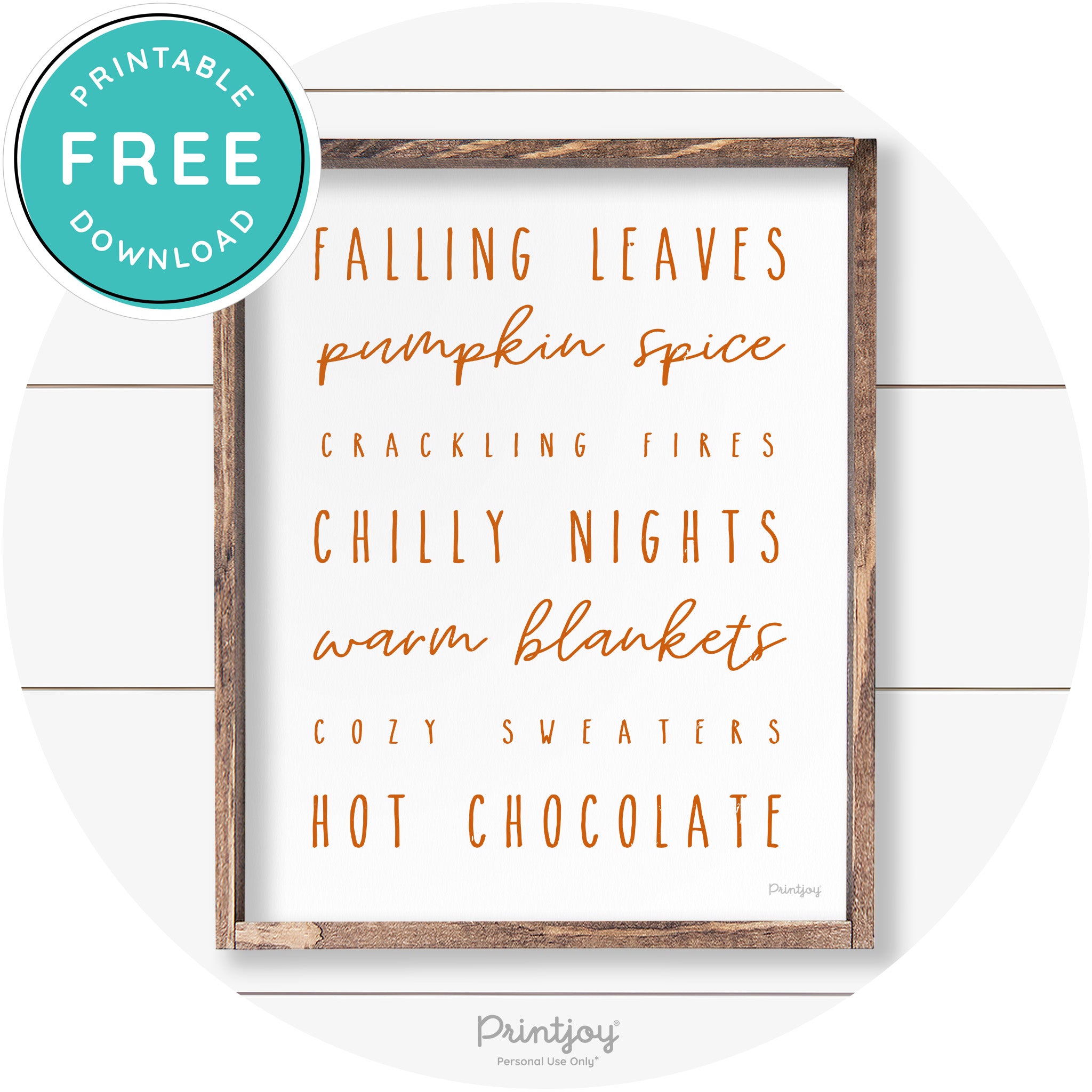 Fall Favorite Things Cute Farmhouse Autumn Wall Art Free Printable - Printjoy
