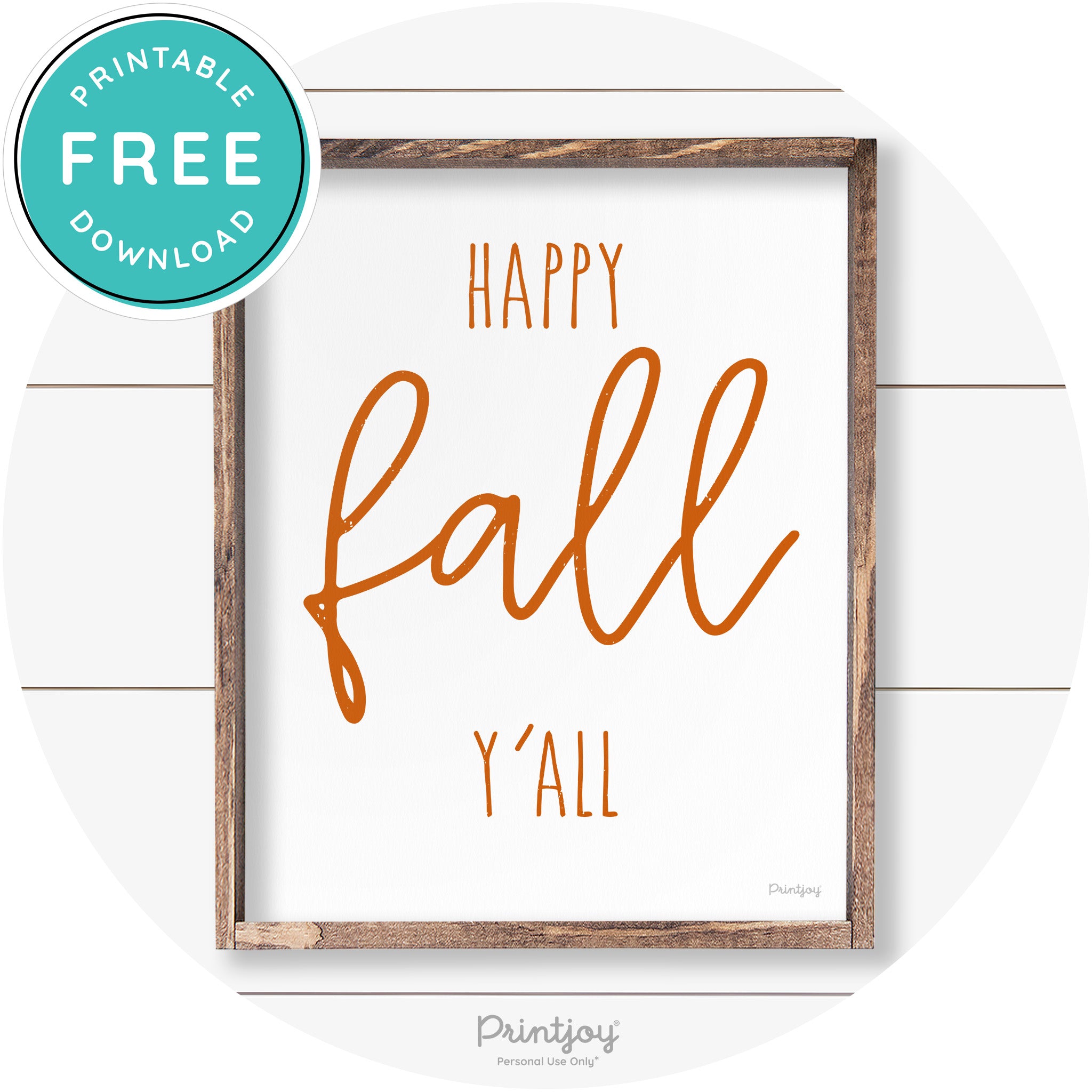 Happy Fall Y'all Cute Farmhouse Autumn Wall Art Decor Free Printable - Printjoy