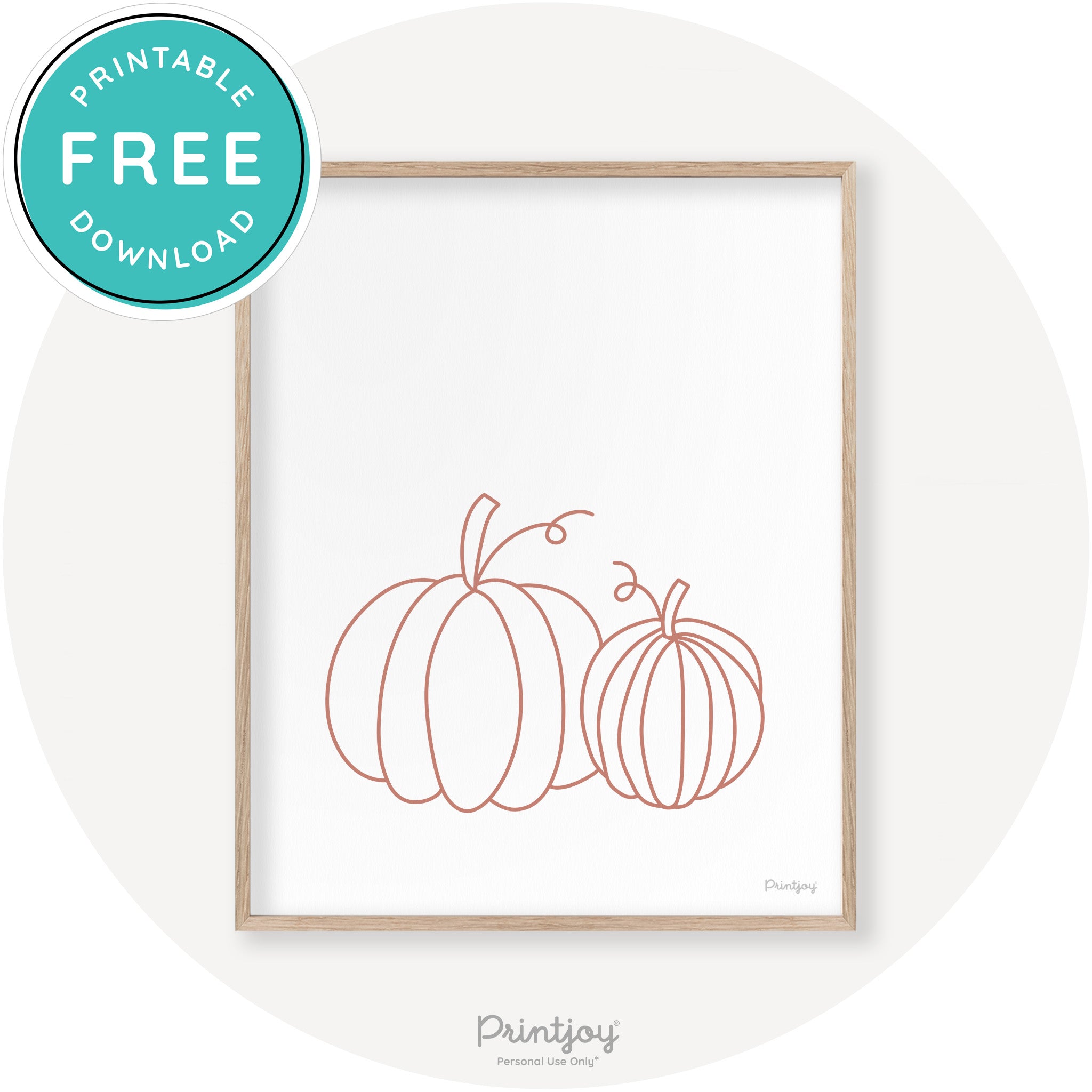 Pumpkin Pair Line Art Cute Fall Modern Chic Wall Art Printable - Printjoy