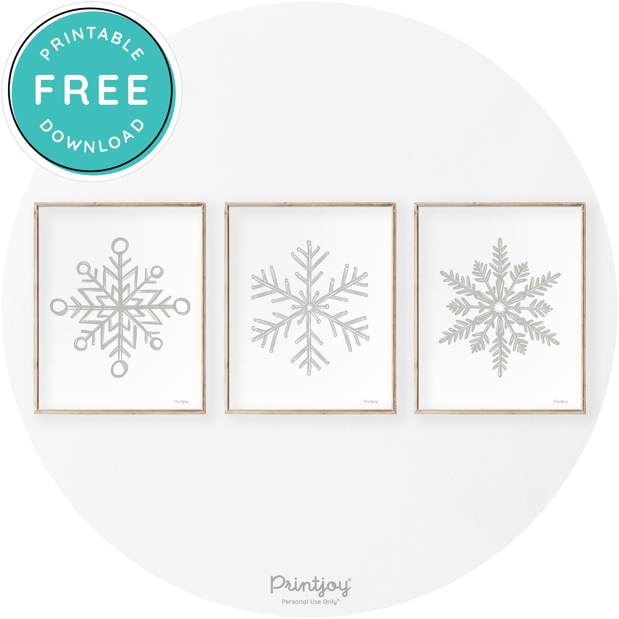 Snowflakes Set Of 3 Christmas Transitional Wall Art Decor Free Printable
