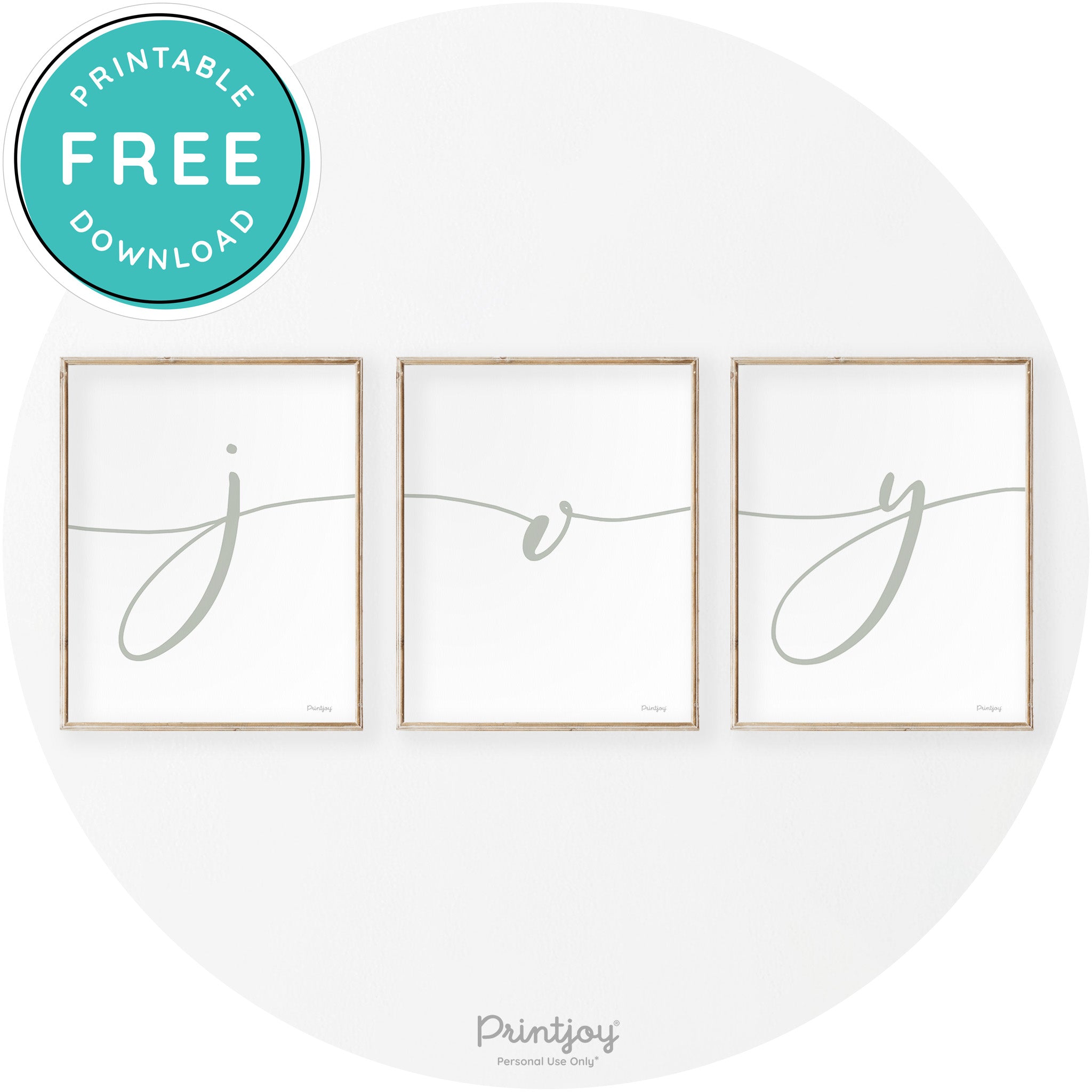Joy Cursive Set Of 3 Christmas Transitional Wall Art Decor Free Printable