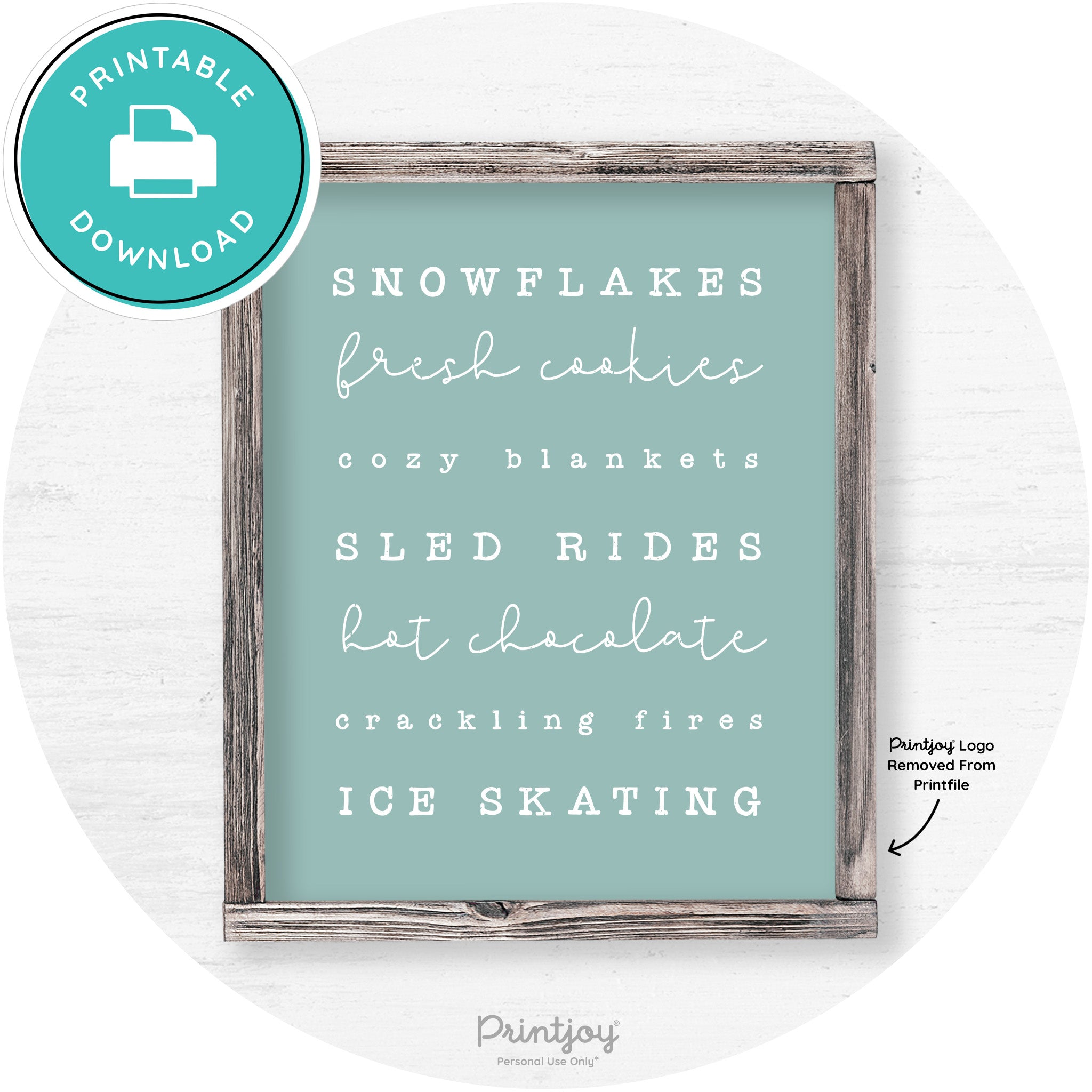 Winter Favorite Things Rustic Farmhouse Wall Art Decor Free Printable - Printjoy