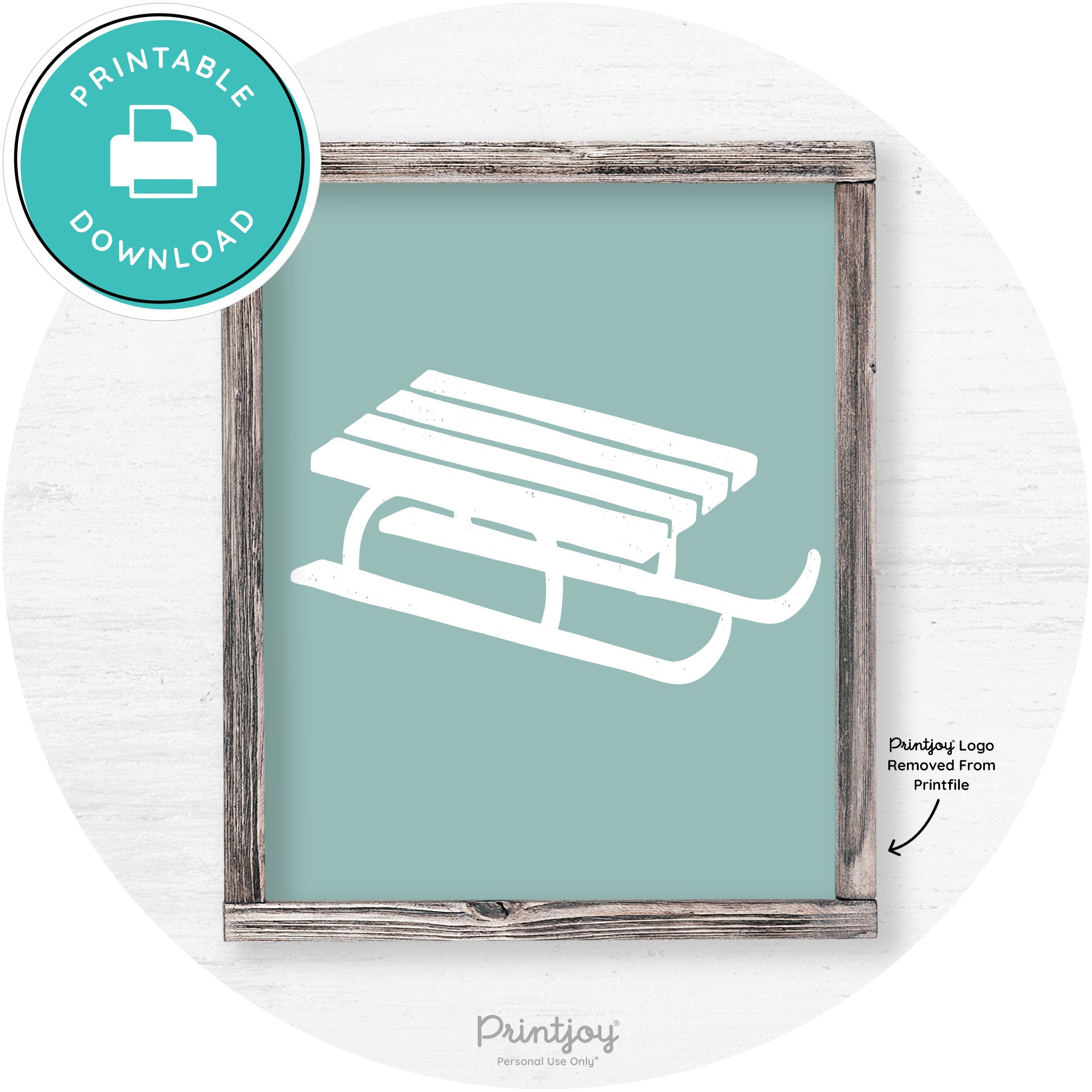 Winter Old Fashioned Sled Rustic Farmhouse Wall Art Free Printable - Printjoy