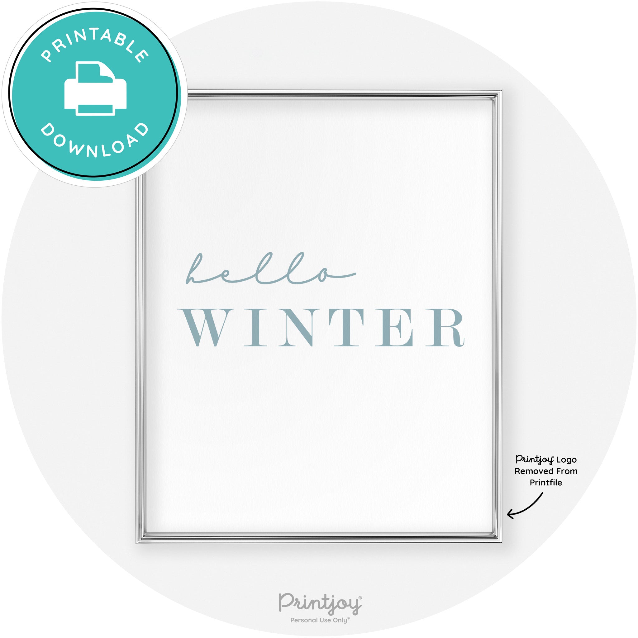 Hello Winter Cute Seasonal Modern Chic Wall Art Decor Free Printable - Printjoy