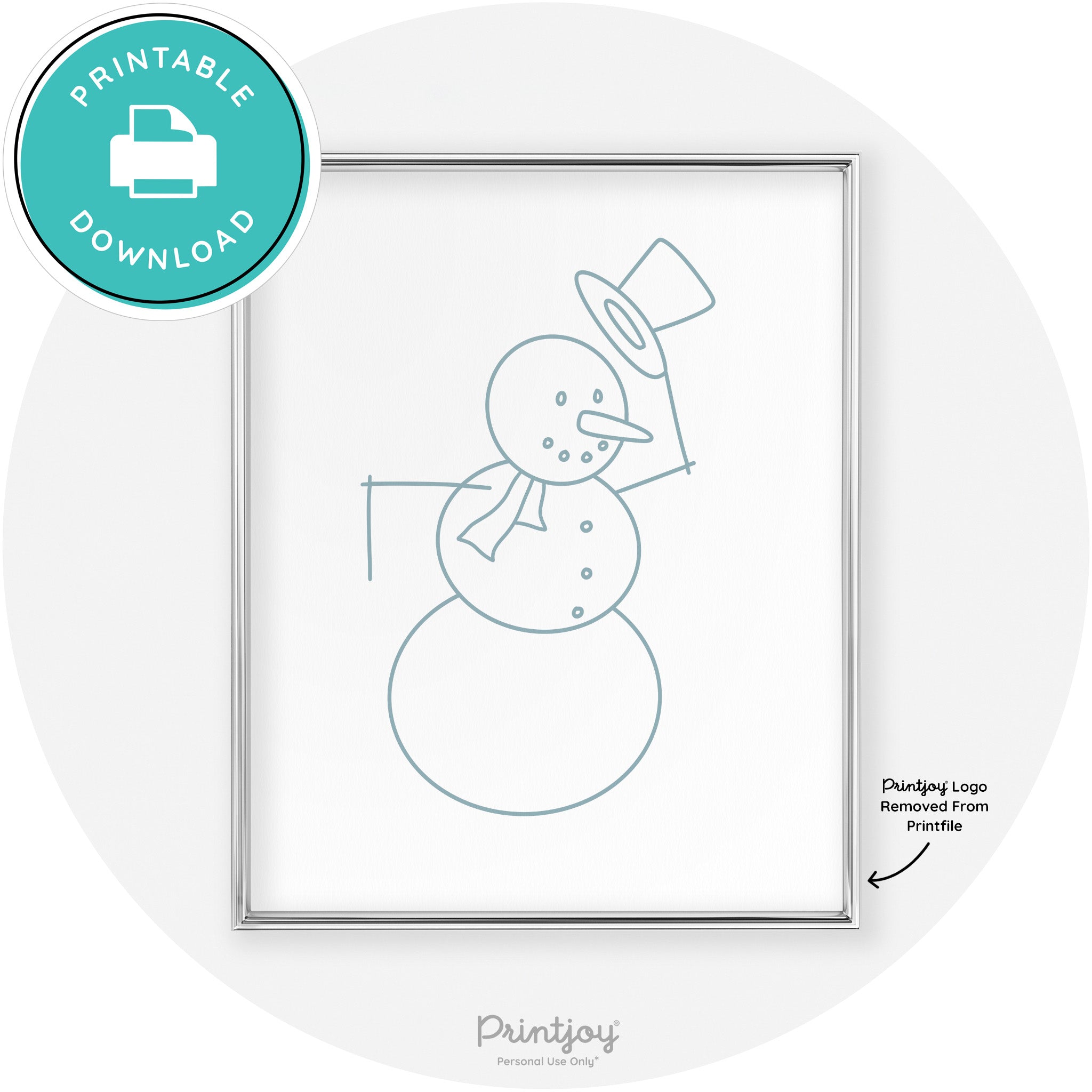 Snowman Line Art Cute Winter Modern Chic Wall Art Free Printable - Printjoy