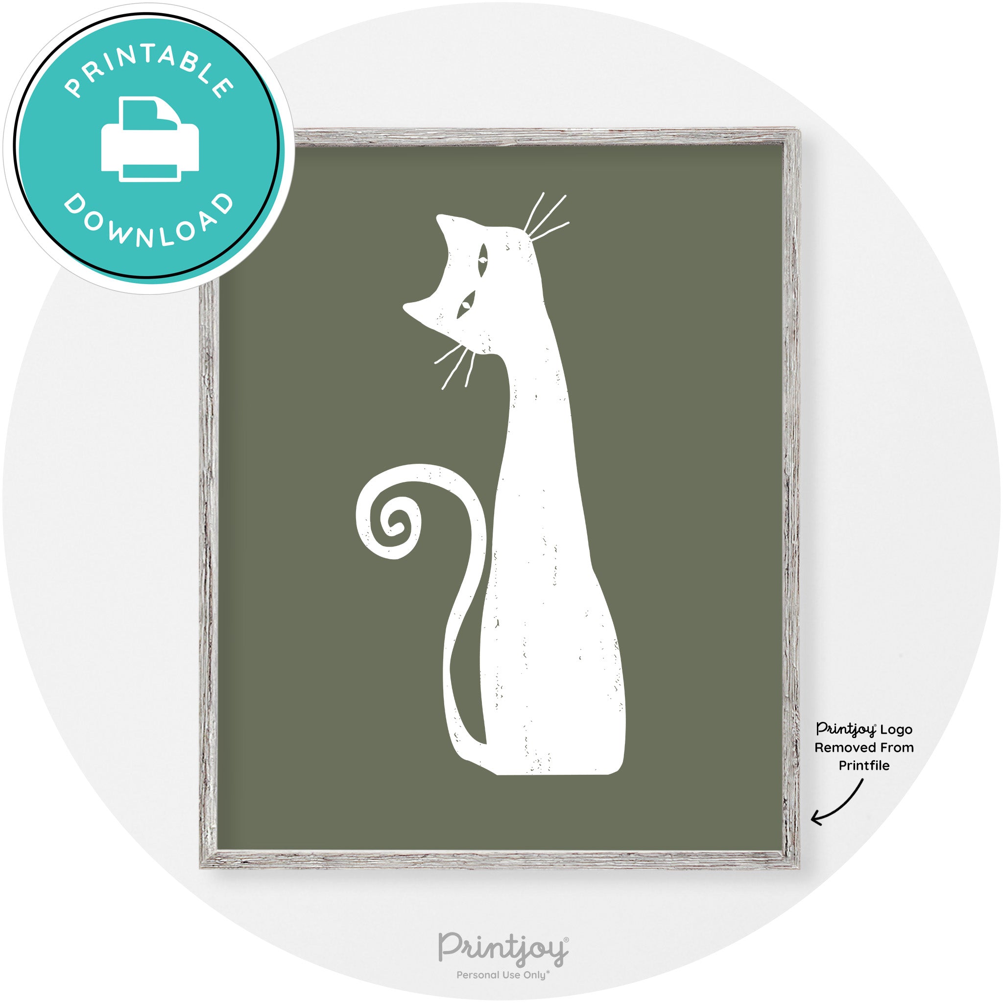 Creepy Skinny Cat Modern Vintage Halloween Wall Art Free Printable - Printjoy
