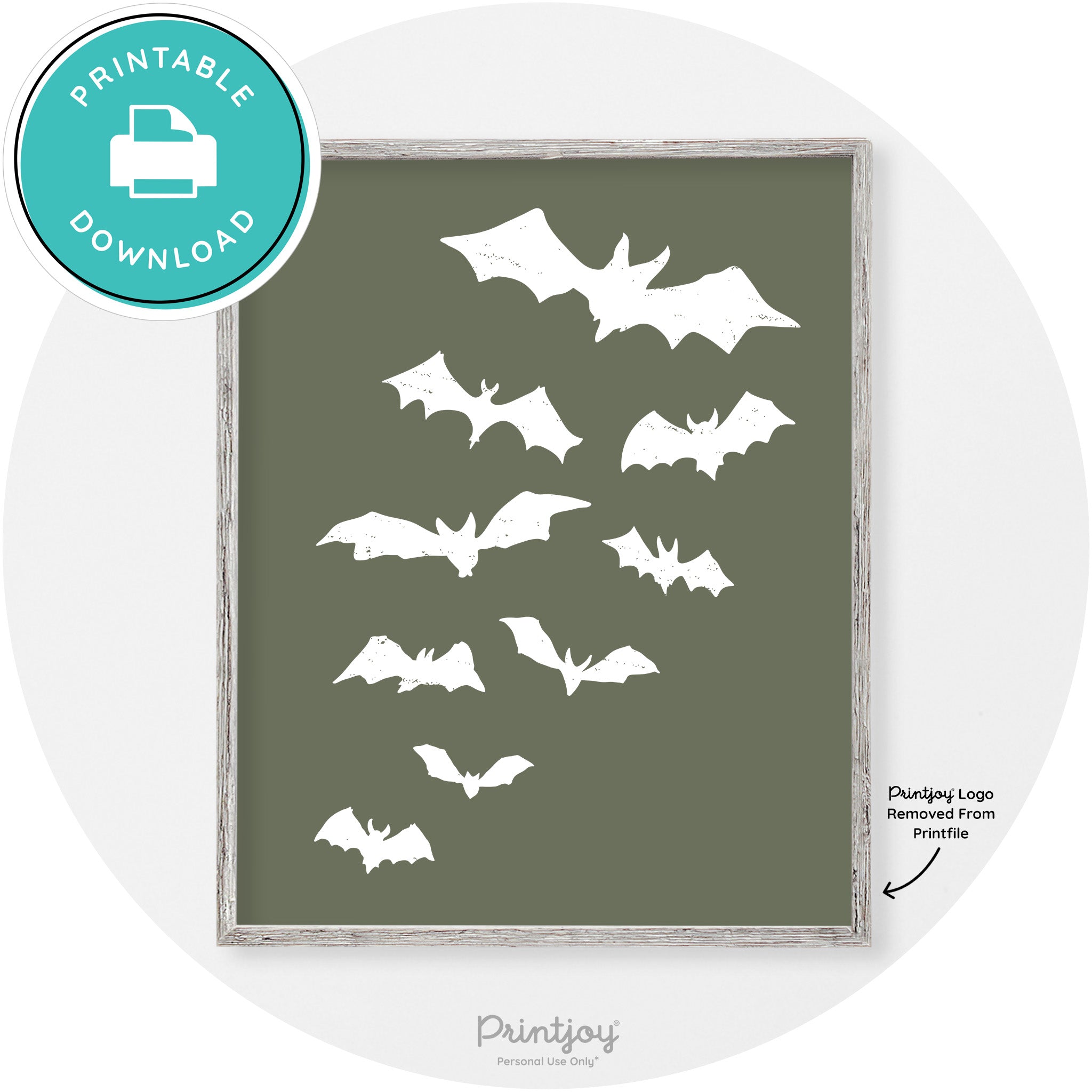 Halloween Bats Silhouette Modern Vintage Wall Art Free Printable - Printjoy