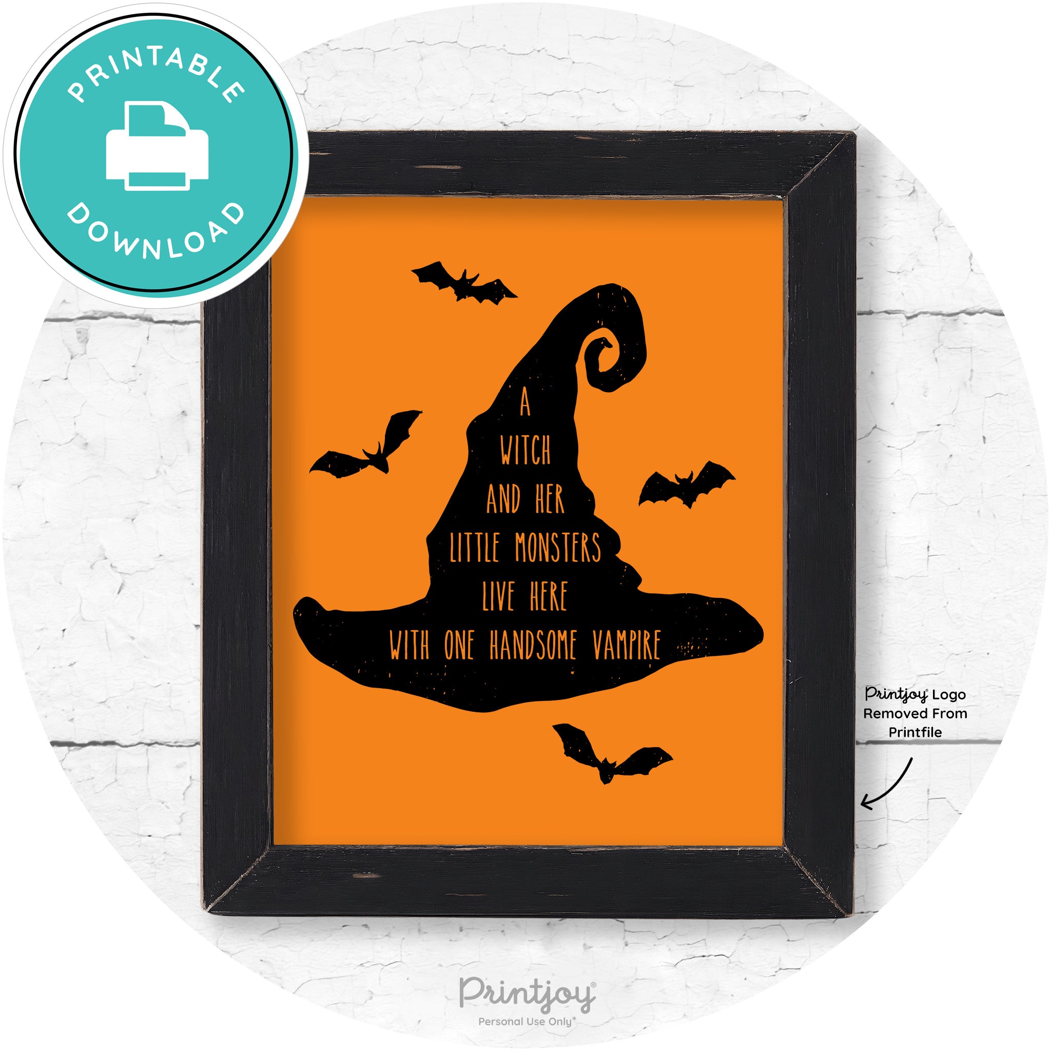 Fun Halloween Family Farmhouse Witch Hat Wall Art Free Printable - Printjoy