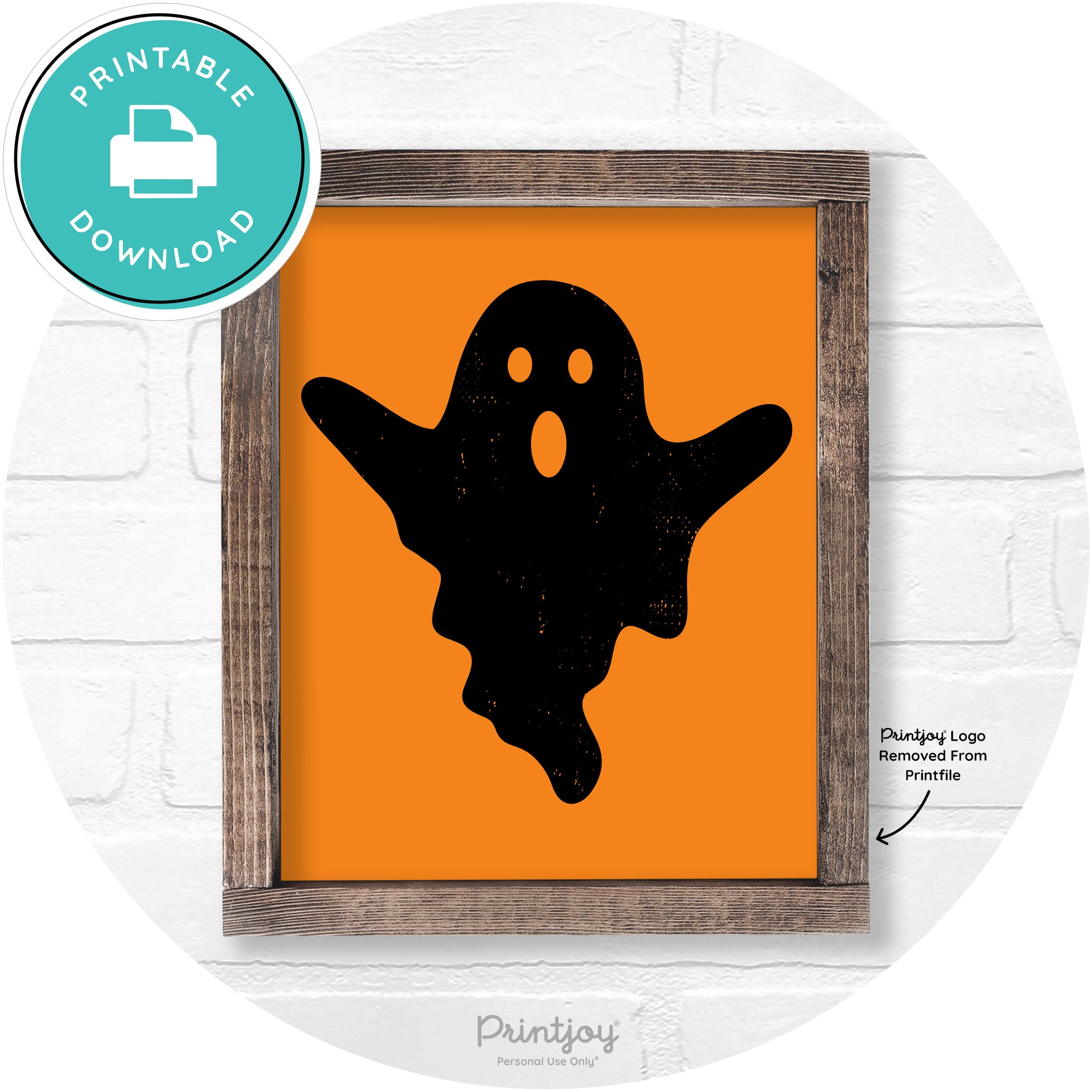 Halloween Cute Ghost Rustic Farmhouse Wall Art Free Printable - Printjoy