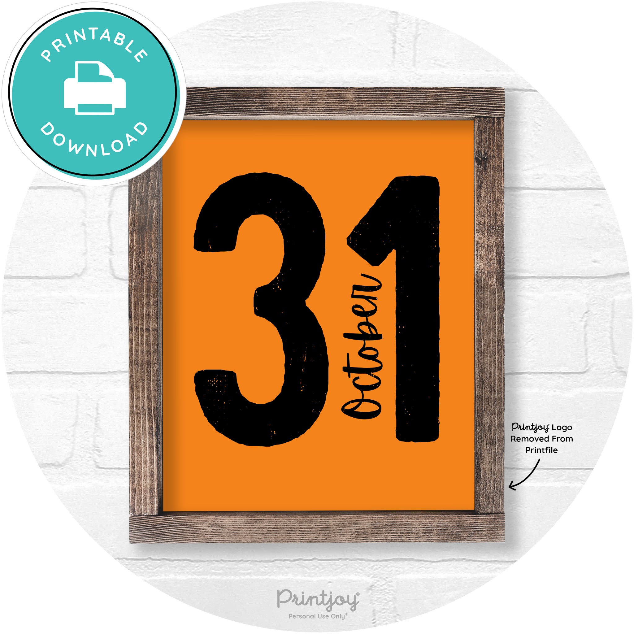 October 31 Halloween Rustic Farmhouse Wall Art Free Printable - Printjoy