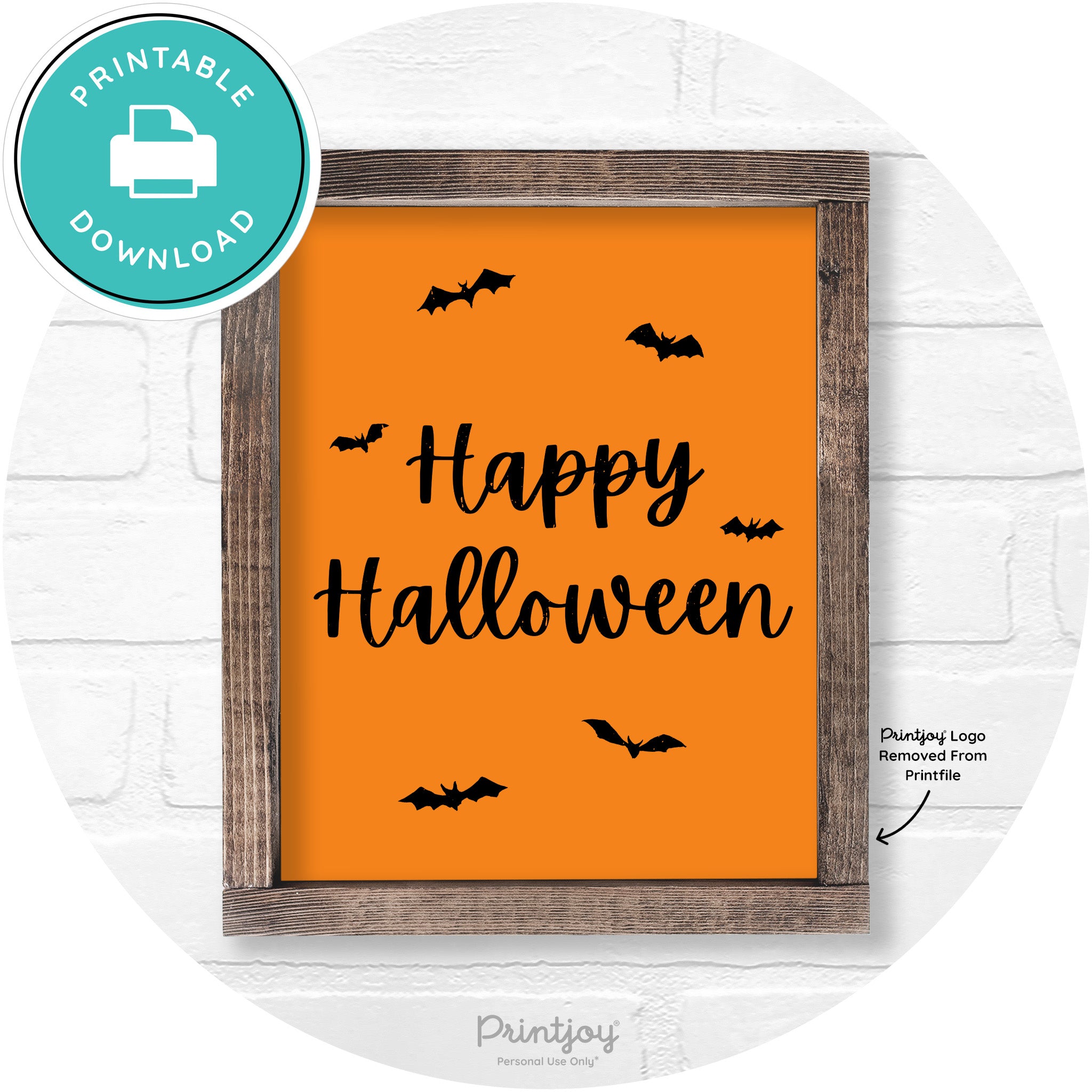 Happy Halloween Bats Rustic Farmhouse Wall Art Free Printable - Printjoy