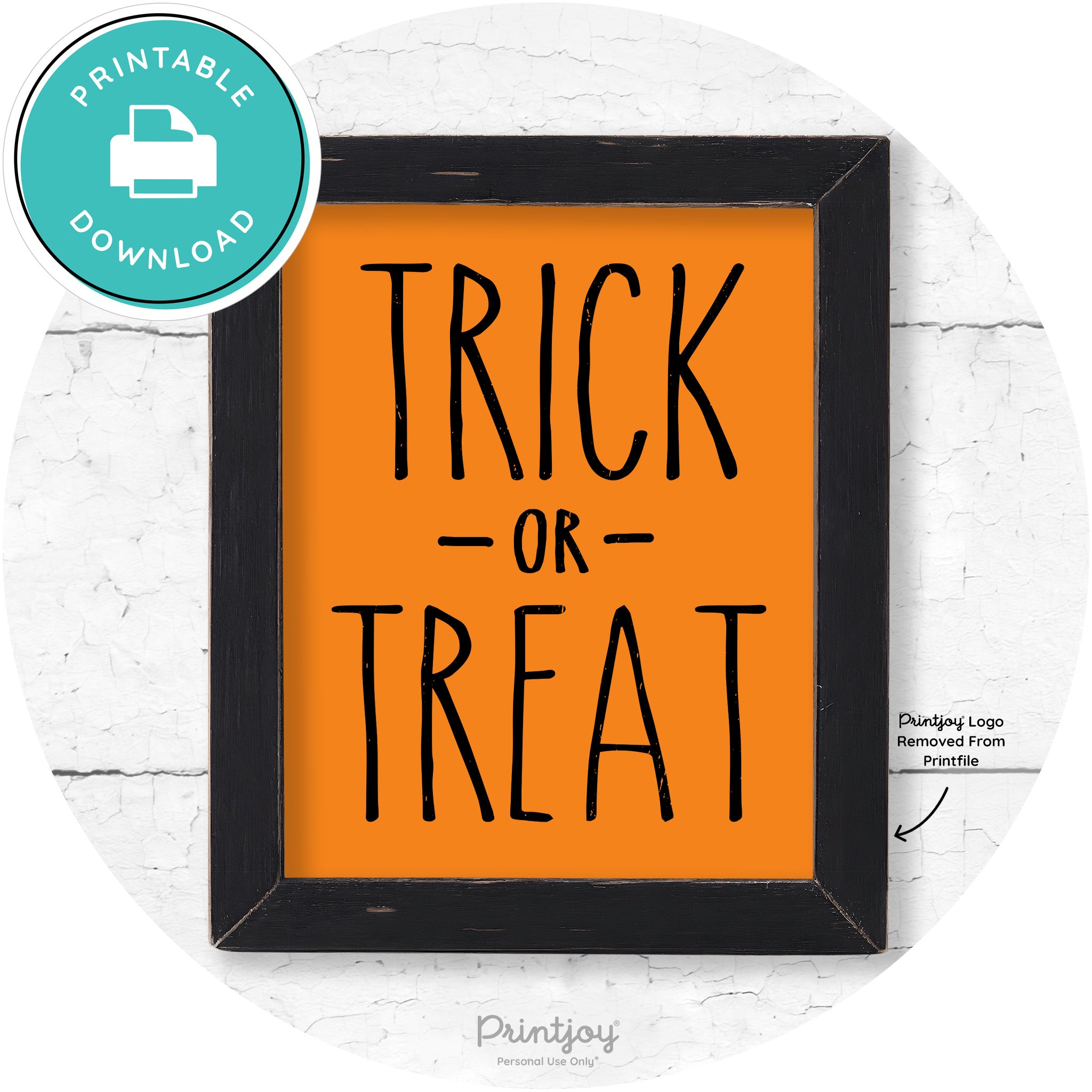 Trick Or Treat Lettering Farmhouse Halloween Wall Art Free Printable - Printjoy