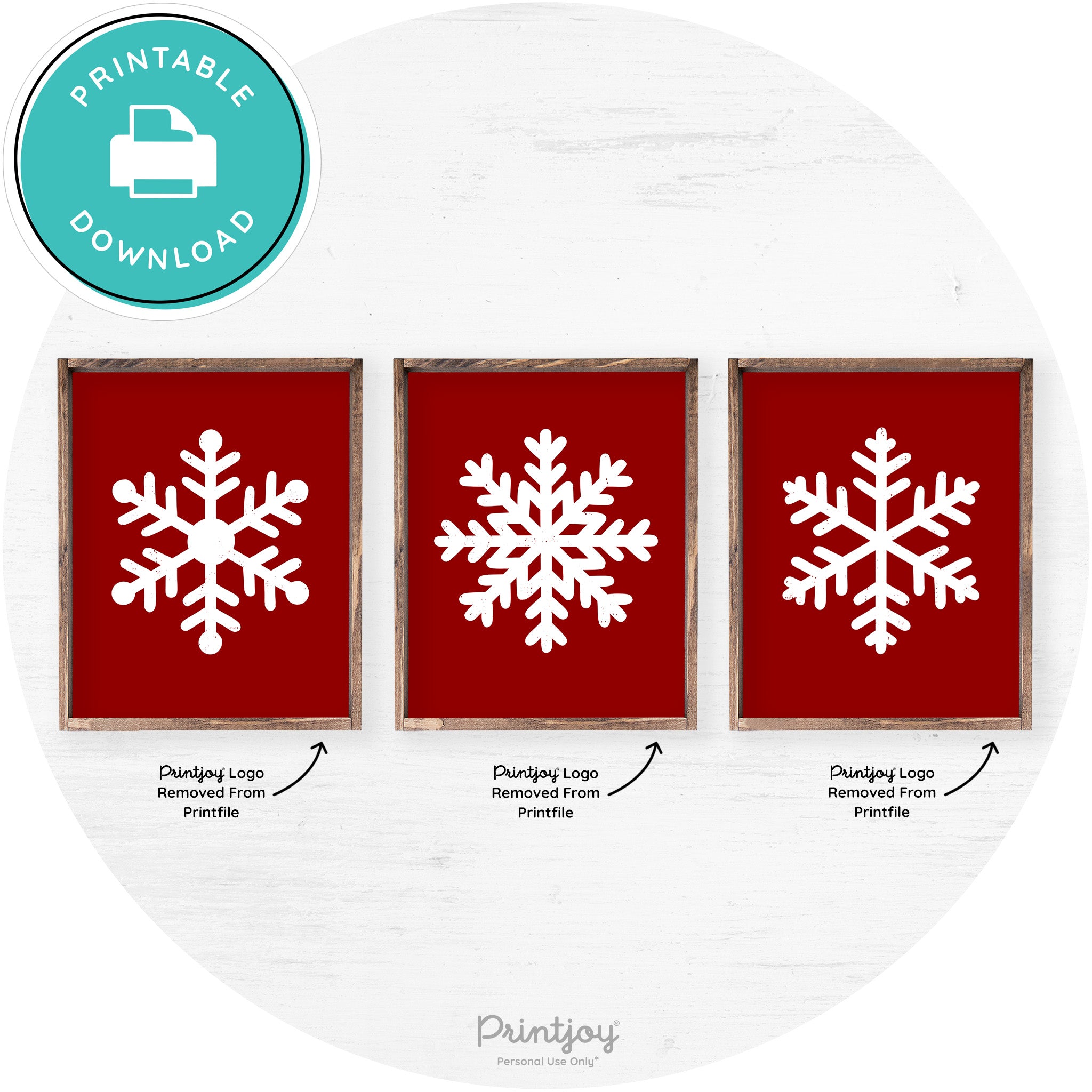 Snowflake Silhouettes Set Of 3 Christmas Farmhouse Art Free Printable - Printjoy