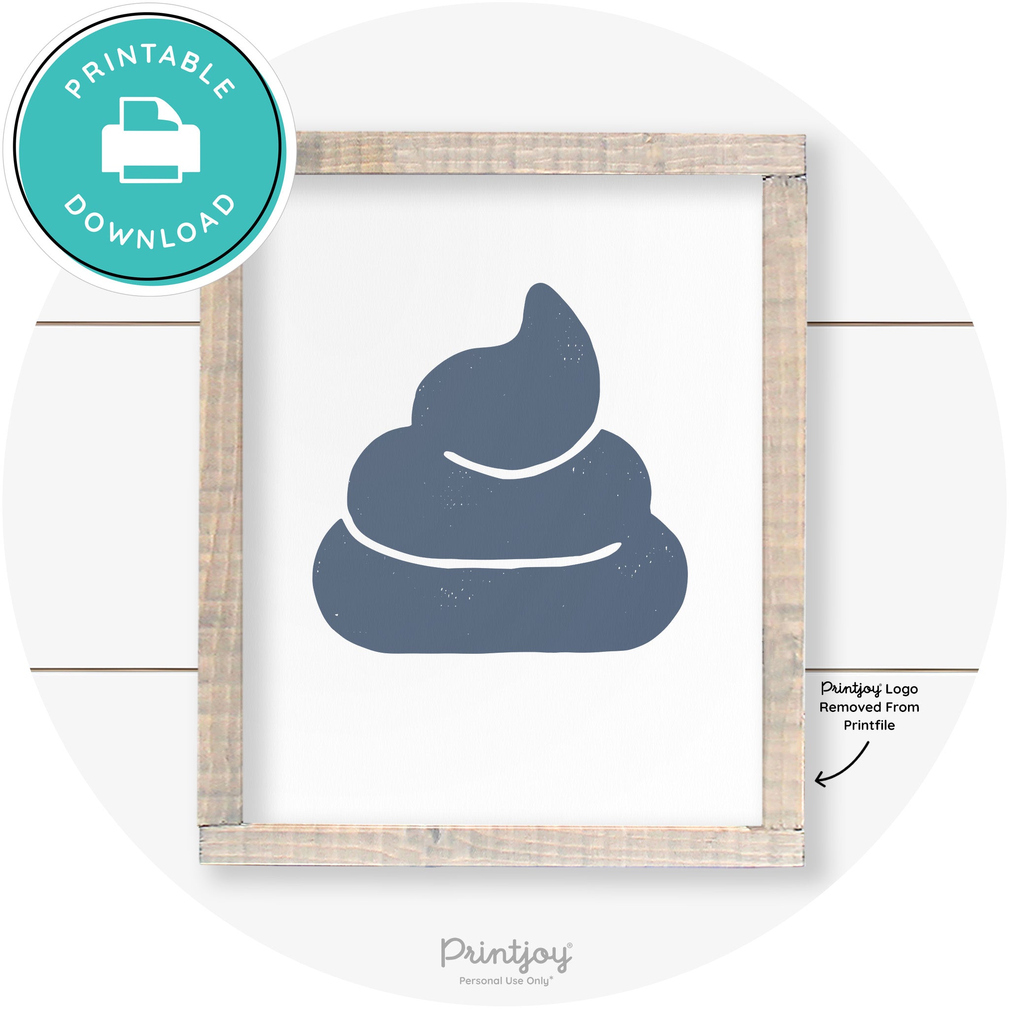 Poop Emoji Silhouette Funny Bathroom Sign Wall Art Free Printable - Printjoy