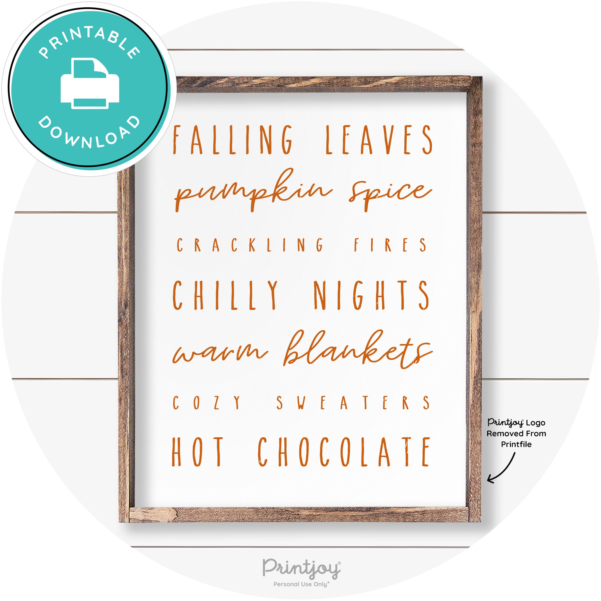 Fall Favorite Things Cute Farmhouse Autumn Wall Art Free Printable - Printjoy