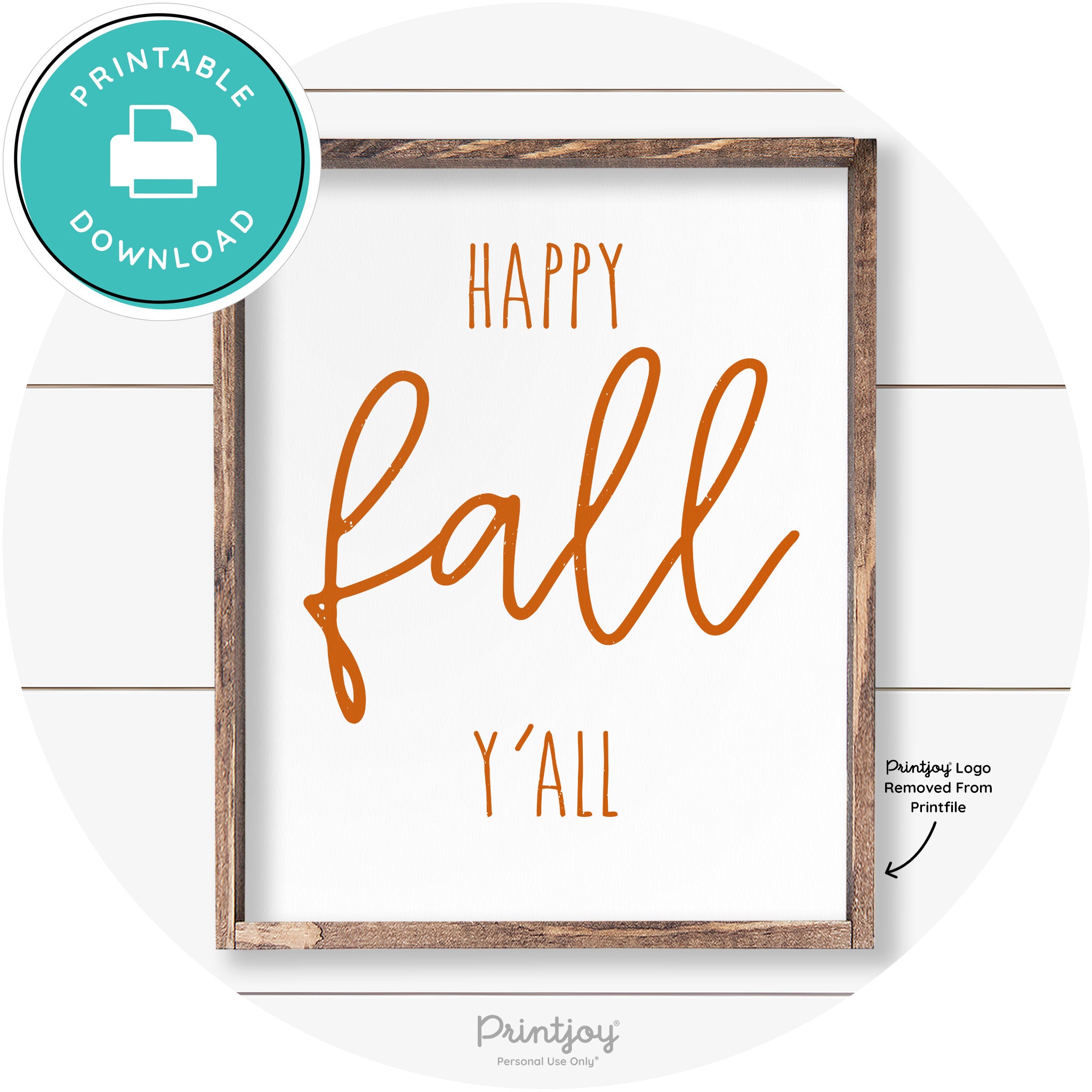 Happy Fall Y'all Cute Farmhouse Autumn Wall Art Decor Free Printable - Printjoy