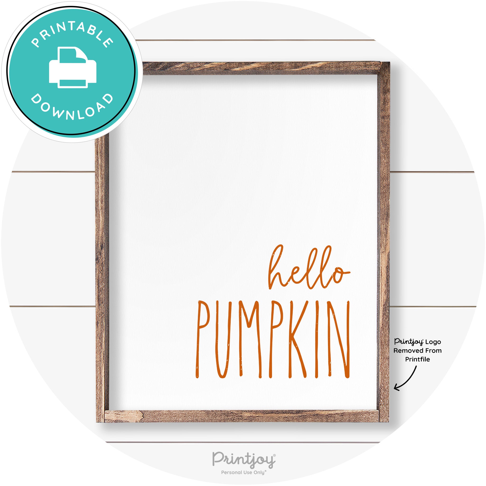Hello Pumpkin Cute Fun Simple Farmhouse Wall Art Free Printable - Printjoy