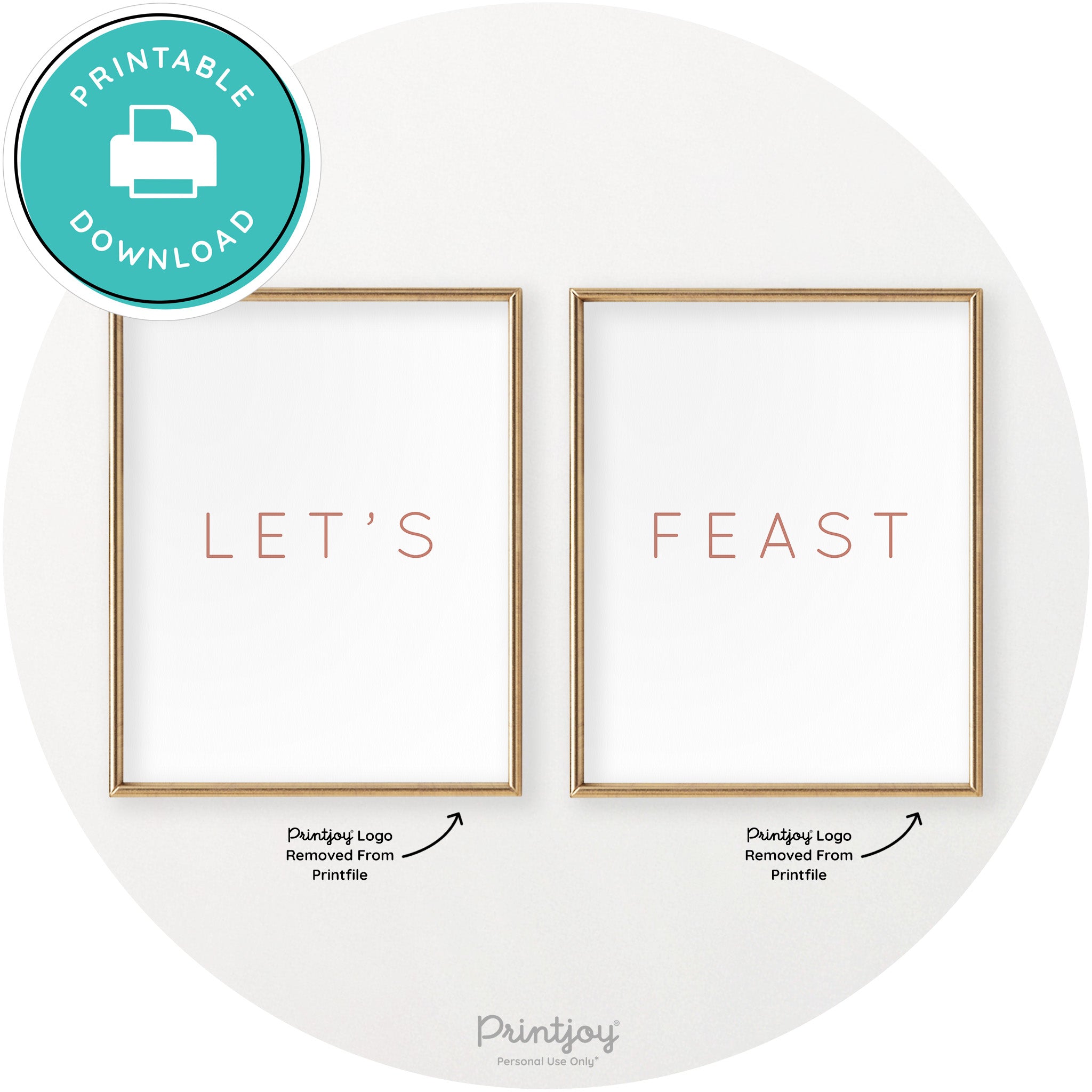 Let's Feast Set Of 2 Thanksgiving Chic Wall Art Decor Free Printable - Printjoy