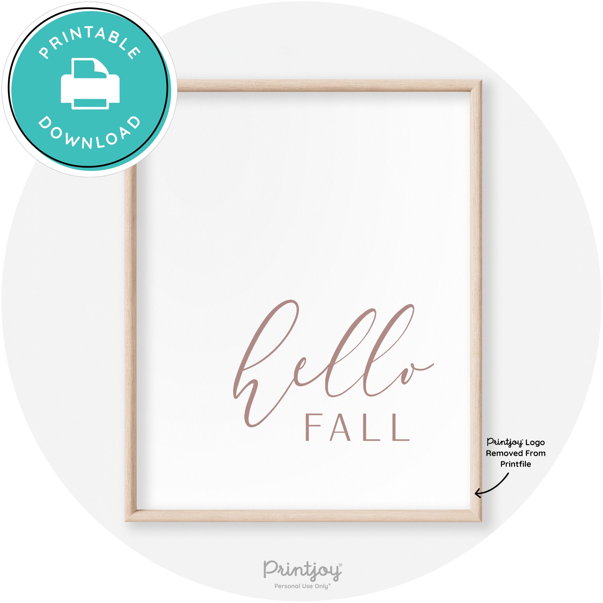 Hello Fall Cursive Modern Transitional Fall Wall Art Decor Free Printable - Printjoy