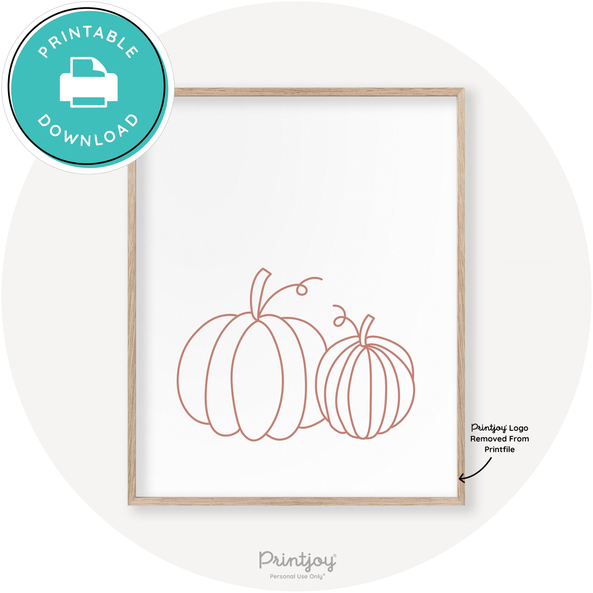 Pumpkin Pair Line Art Cute Fall Modern Chic Wall Art Printable - Printjoy
