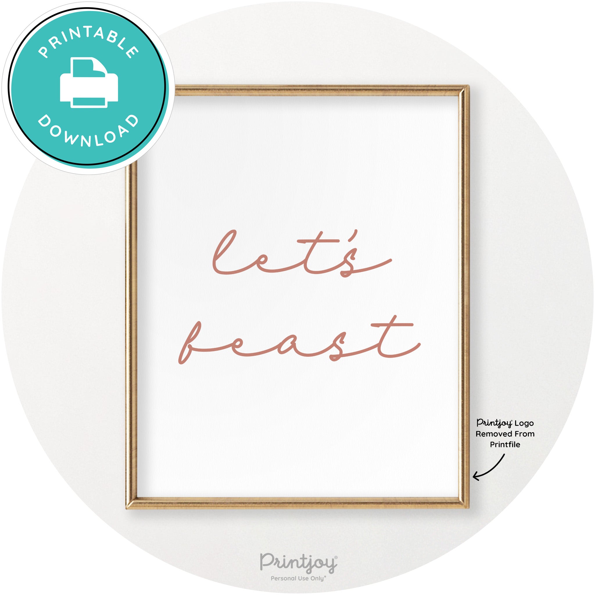 Let's Feast Cute Thanksgiving Modern Chic Wall Art Printable - Printjoy
