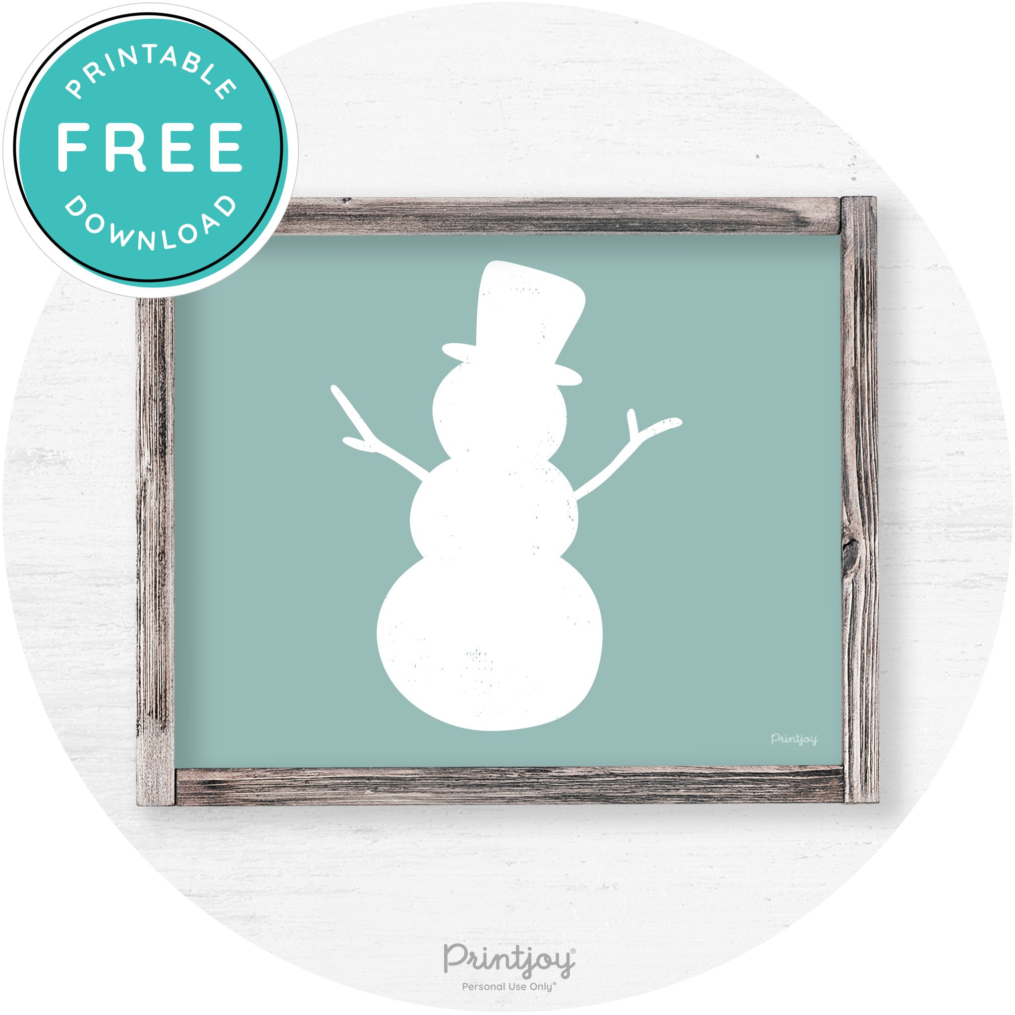 Snowman Silhouette Winter Farmhouse Wall Art Decor Free Printable - Printjoy