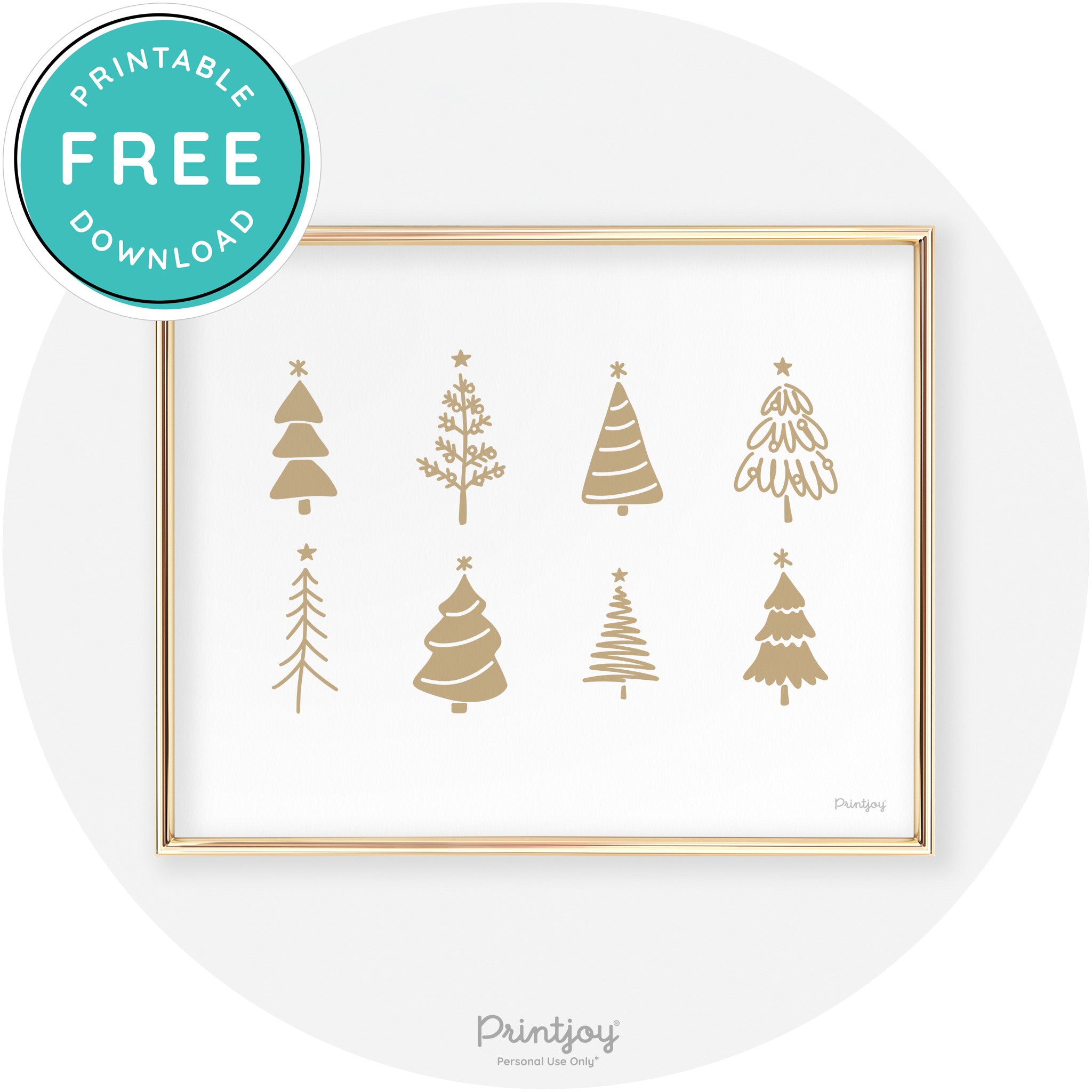 Christmas Trees Cute Modern Chic Wall Art Decor Free Printable - Printjoy