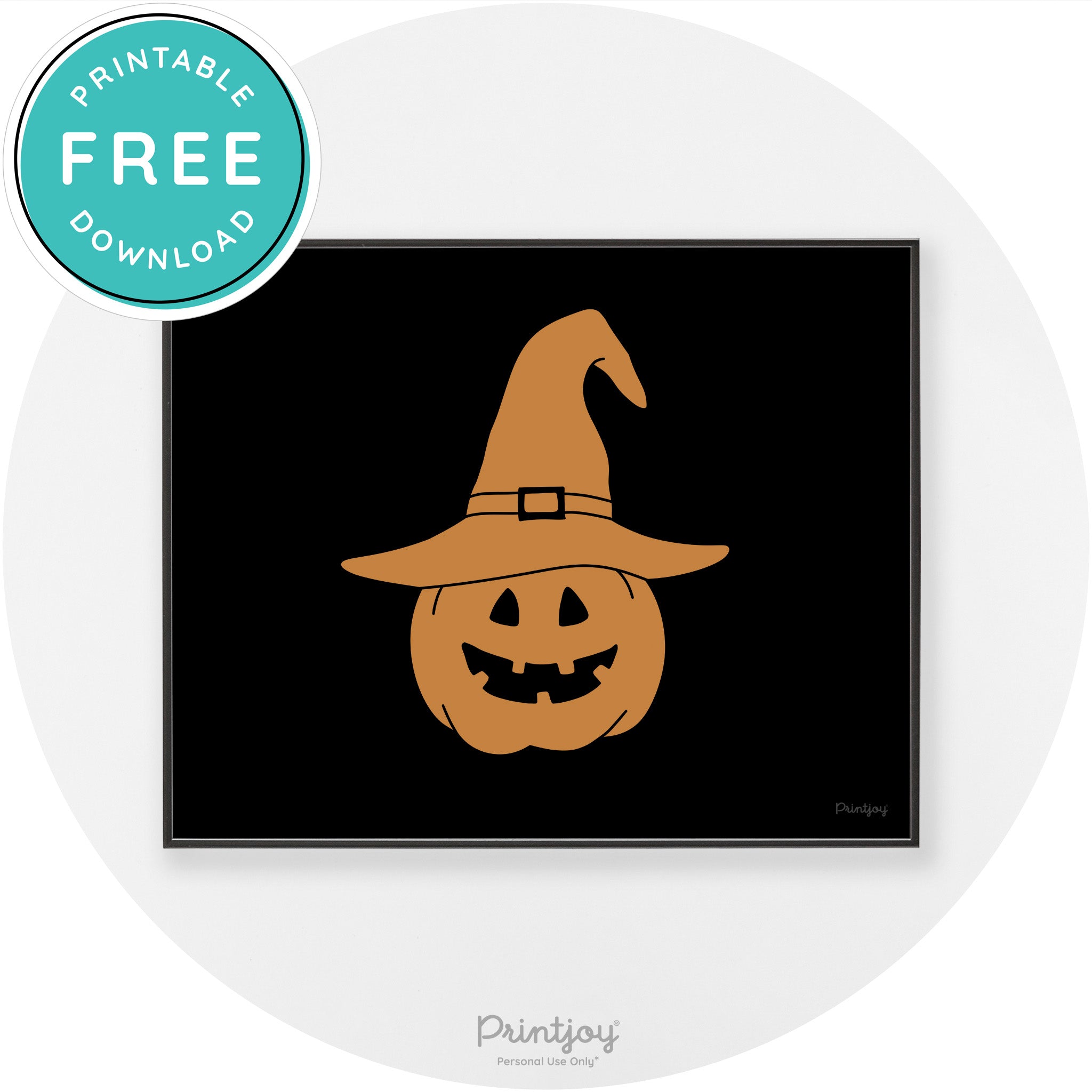 Halloween Cute Witch Jack O Lantern Chic Wall Art Printable - Printjoy