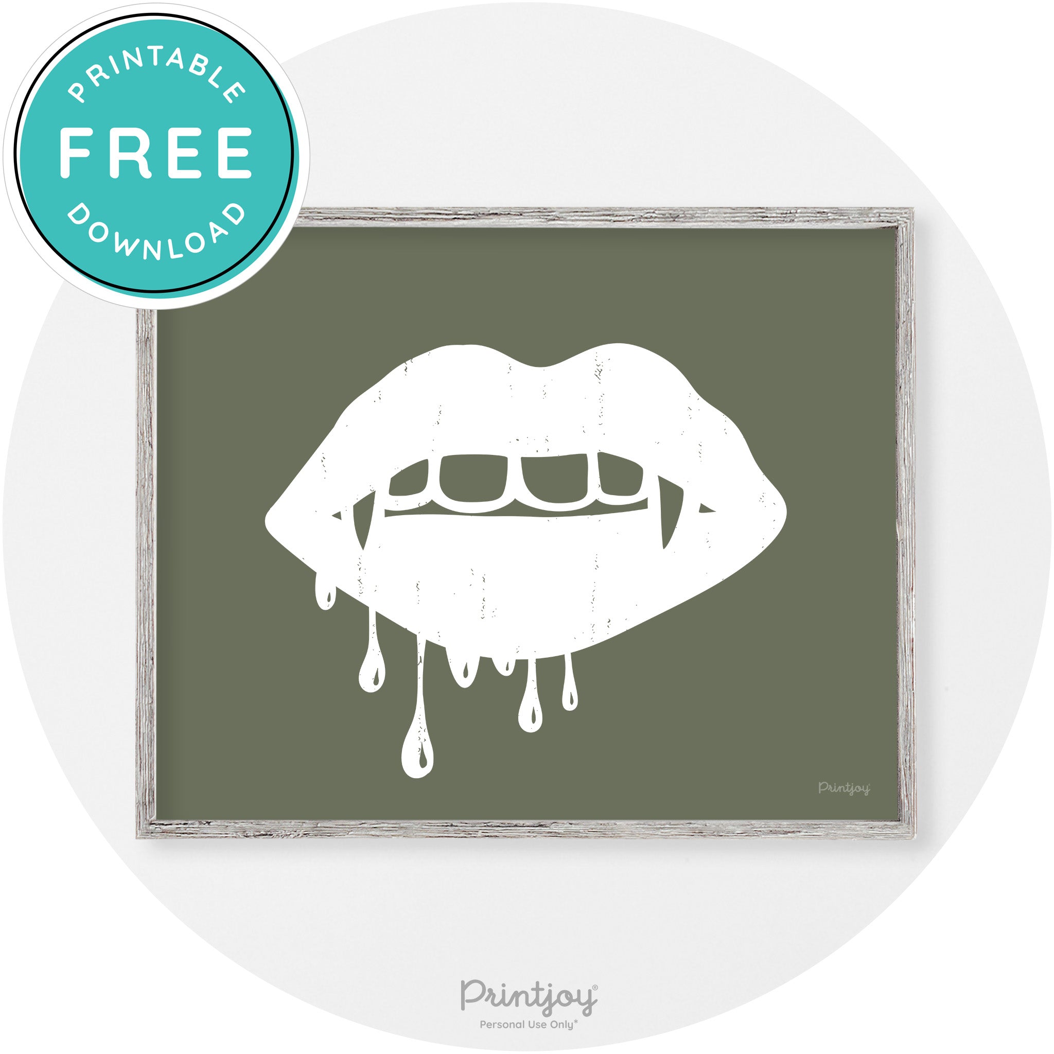 Dracula Fangs Teeth Modern Vintage Halloween Wall Art Free Printable - Printjoy