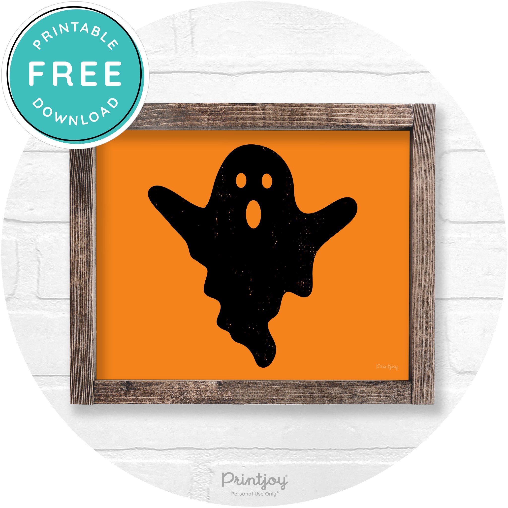 Halloween Cute Ghost Rustic Farmhouse Wall Art Free Printable - Printjoy