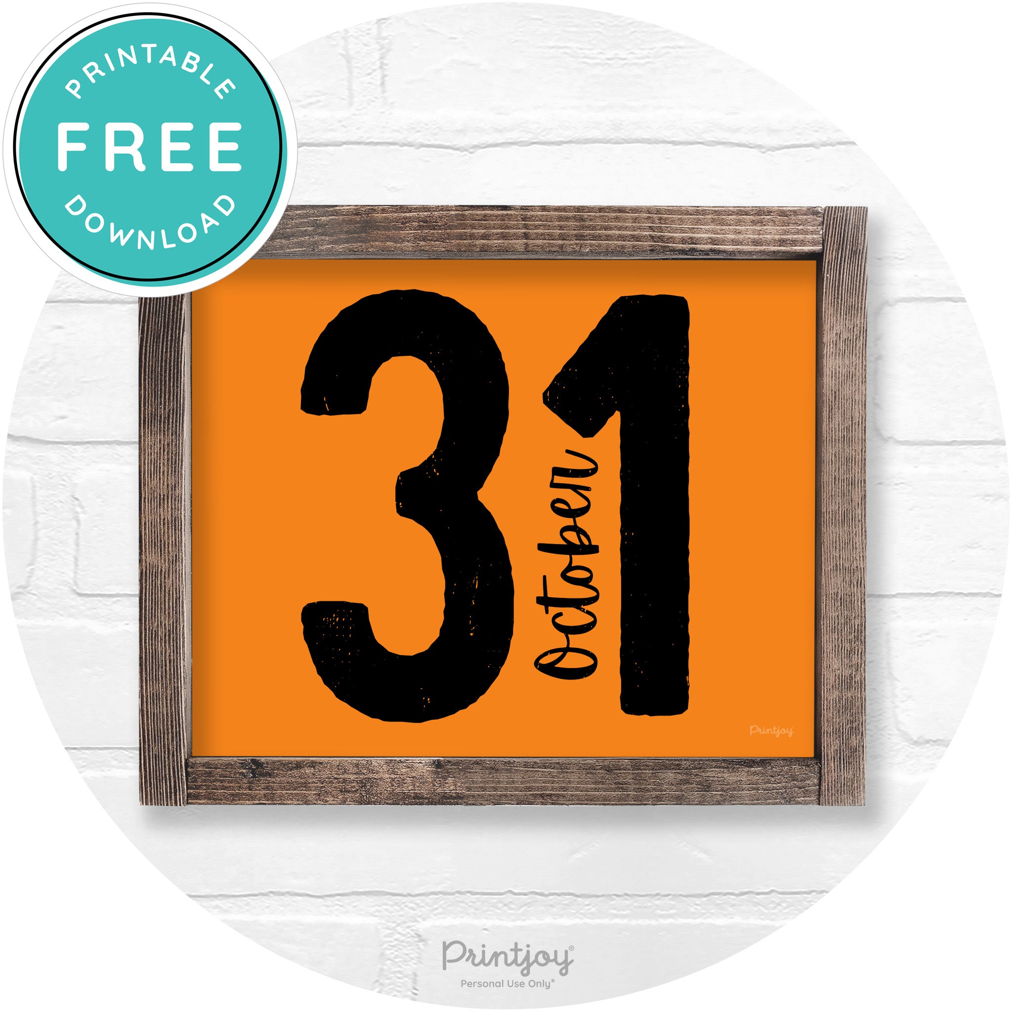 October 31 Halloween Rustic Farmhouse Wall Art Free Printable - Printjoy