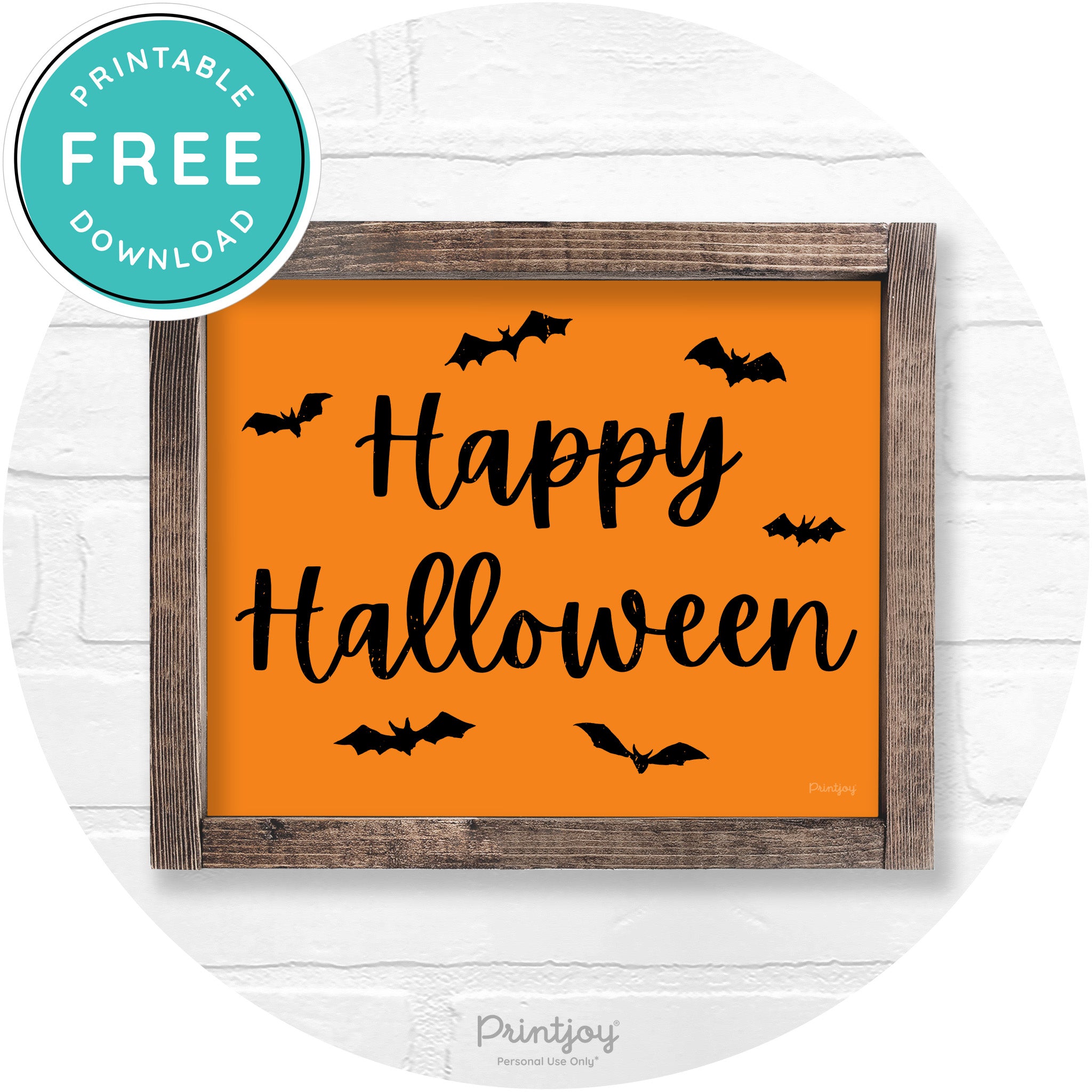 Happy Halloween Bats Rustic Farmhouse Wall Art Free Printable - Printjoy